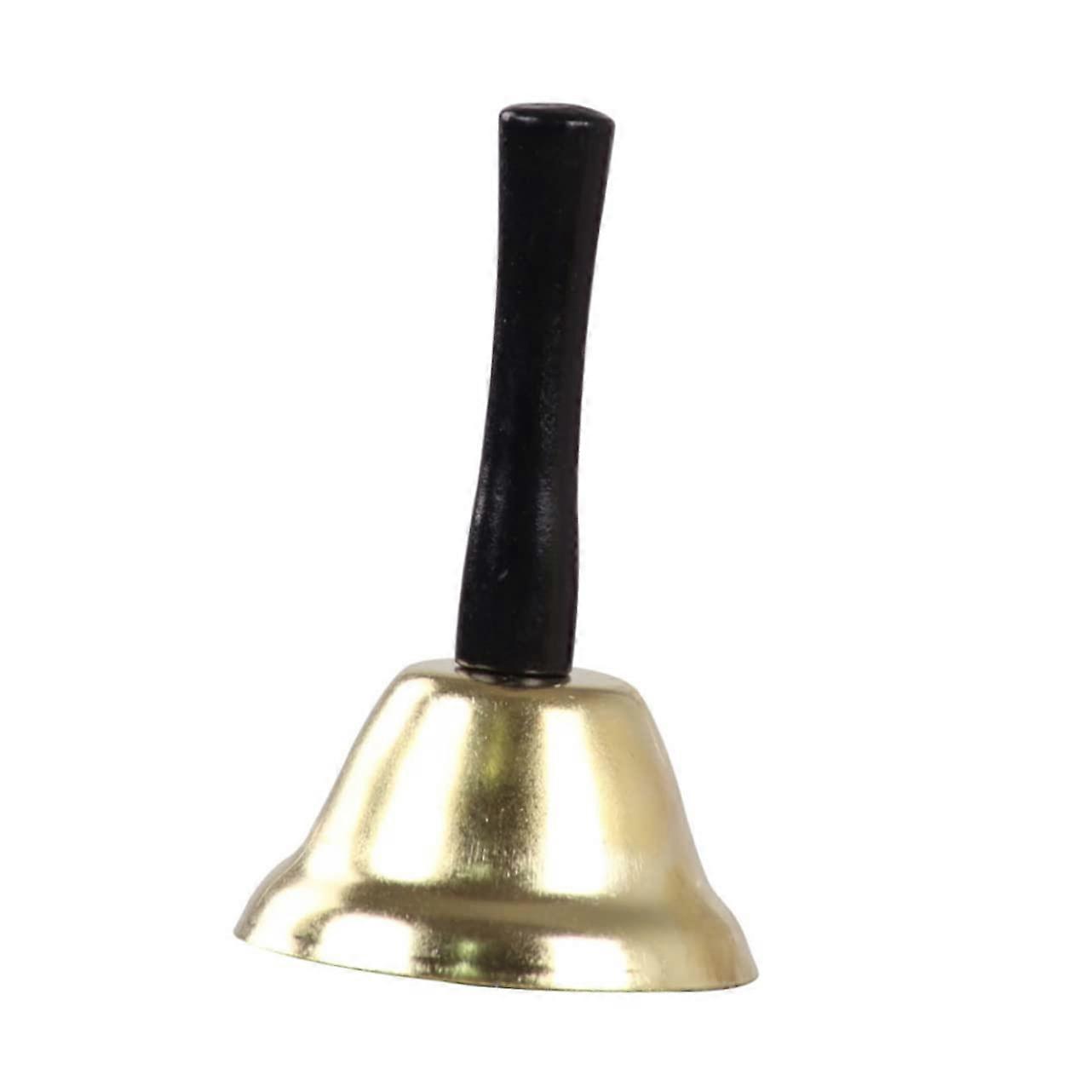 Handbell with wooden handle, loud musical percussion handbell, golden handbell for bars, restaurants, hotels, and reception areas.