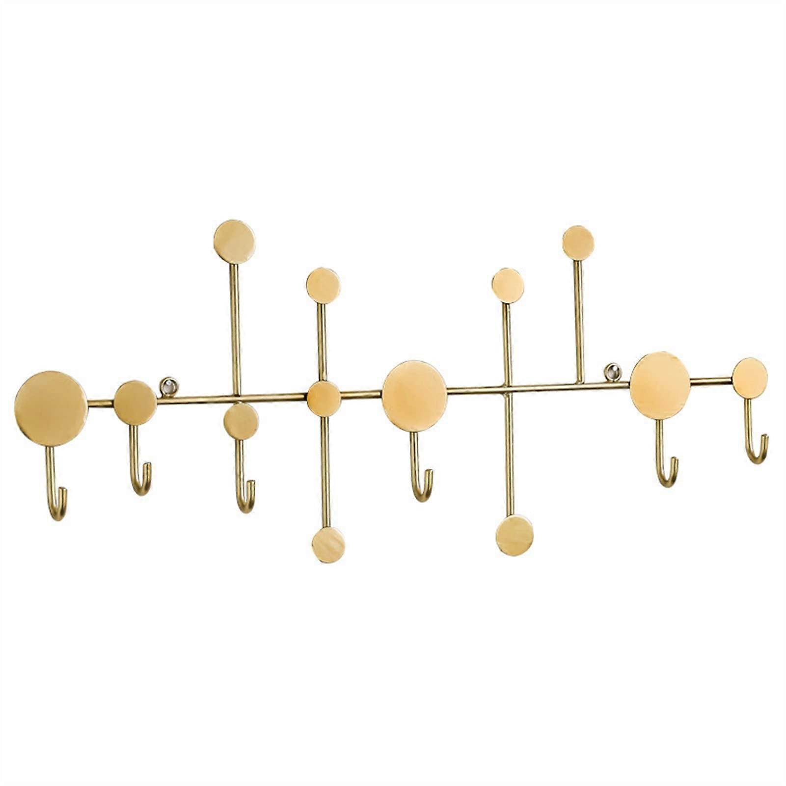 Coat Rack Organizer with Door Hooks, Modern Wrought Iron Wall Decor, Dot Pattern Design for Home Entryway Storage