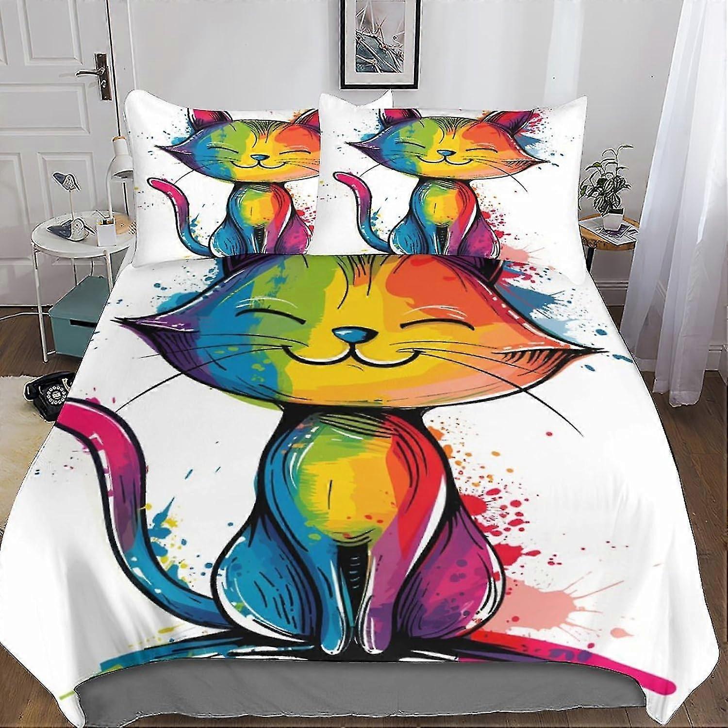 3 Pieces Animal Print Quilt Cover Bedding Set with Microfiber and Hidden Zipper Closure for Kids