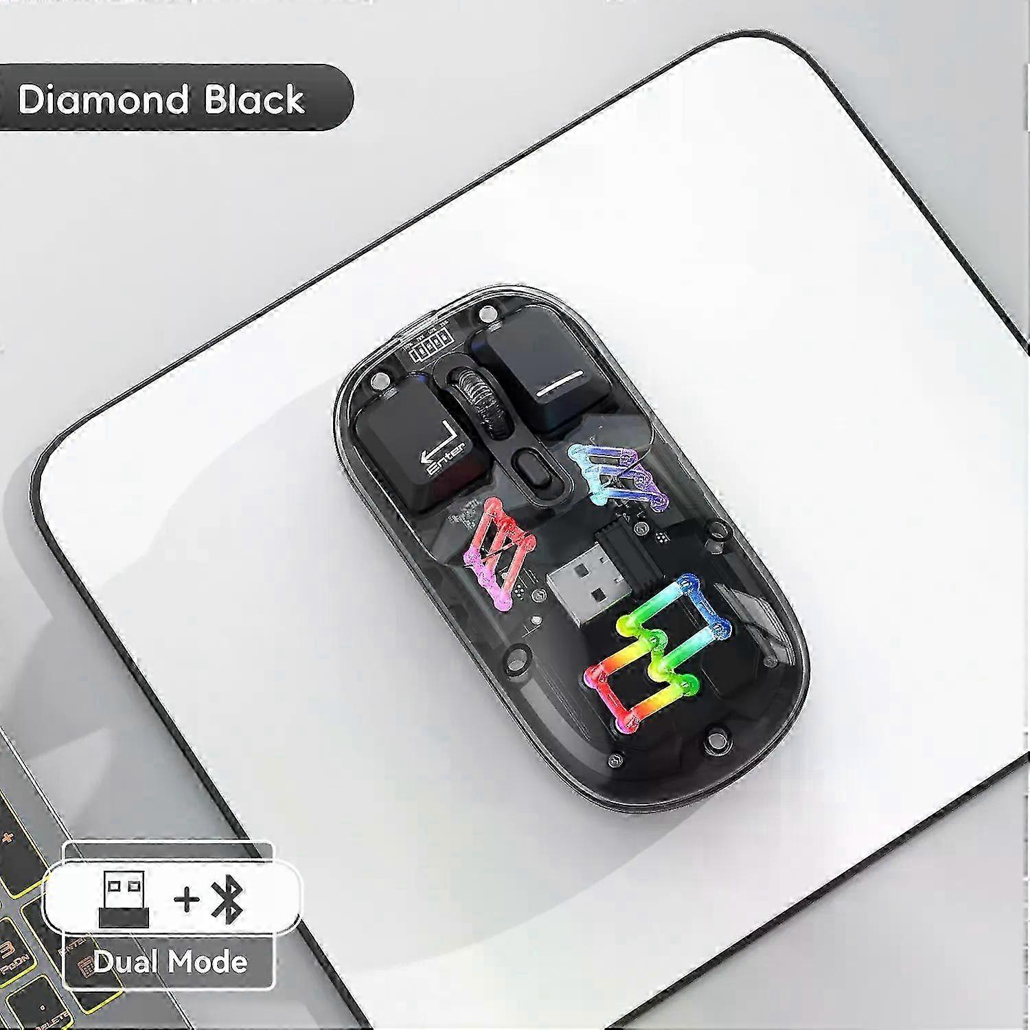 Transparent Dual-mode Wireless Mouse with 400mAh Lithium Battery and RGB Backlight for PC and Notebook