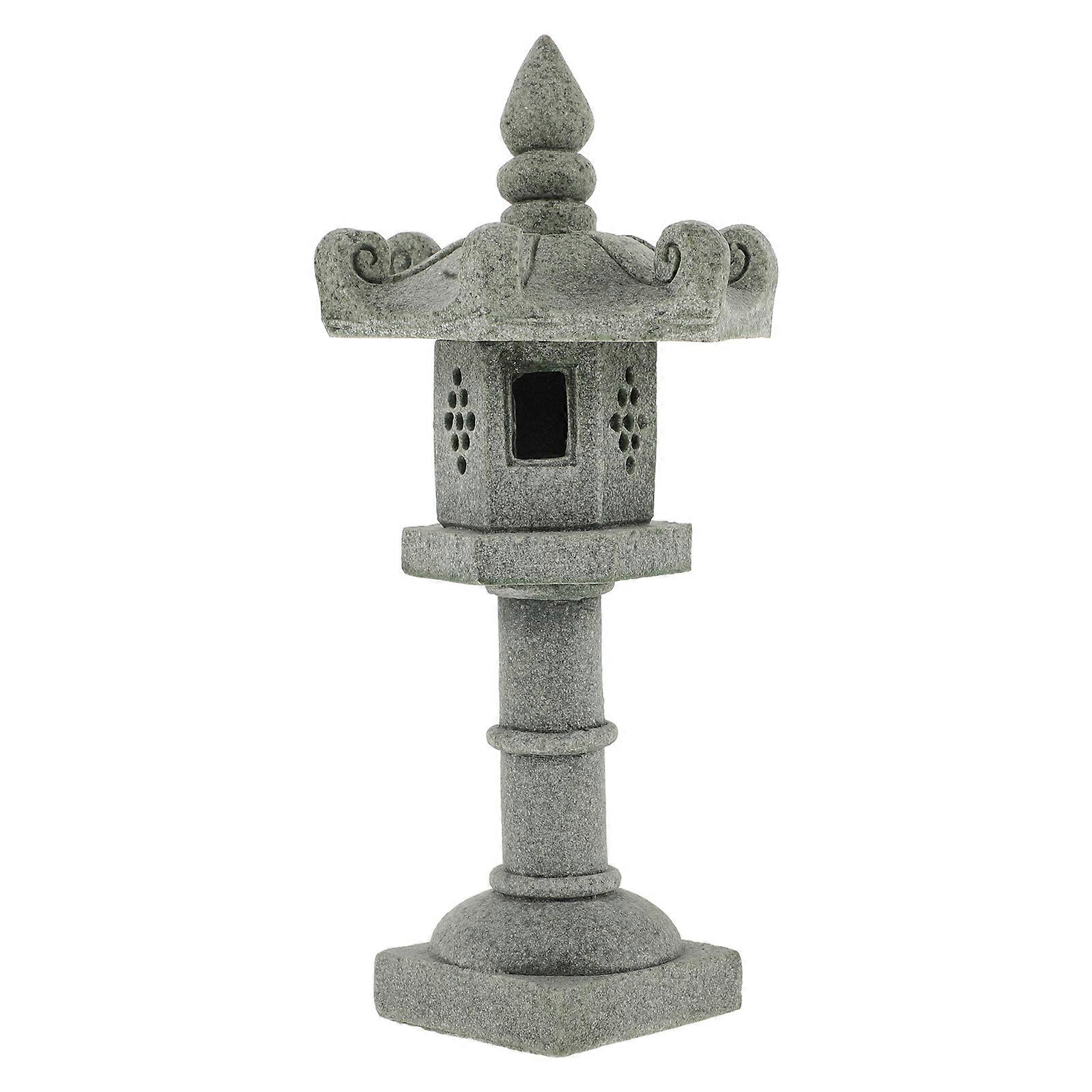 Mini Asian Garden Accessories Statue Pavilion Figurine Art Lovers Sandstone 7.1×3.3×3.3in 1Set