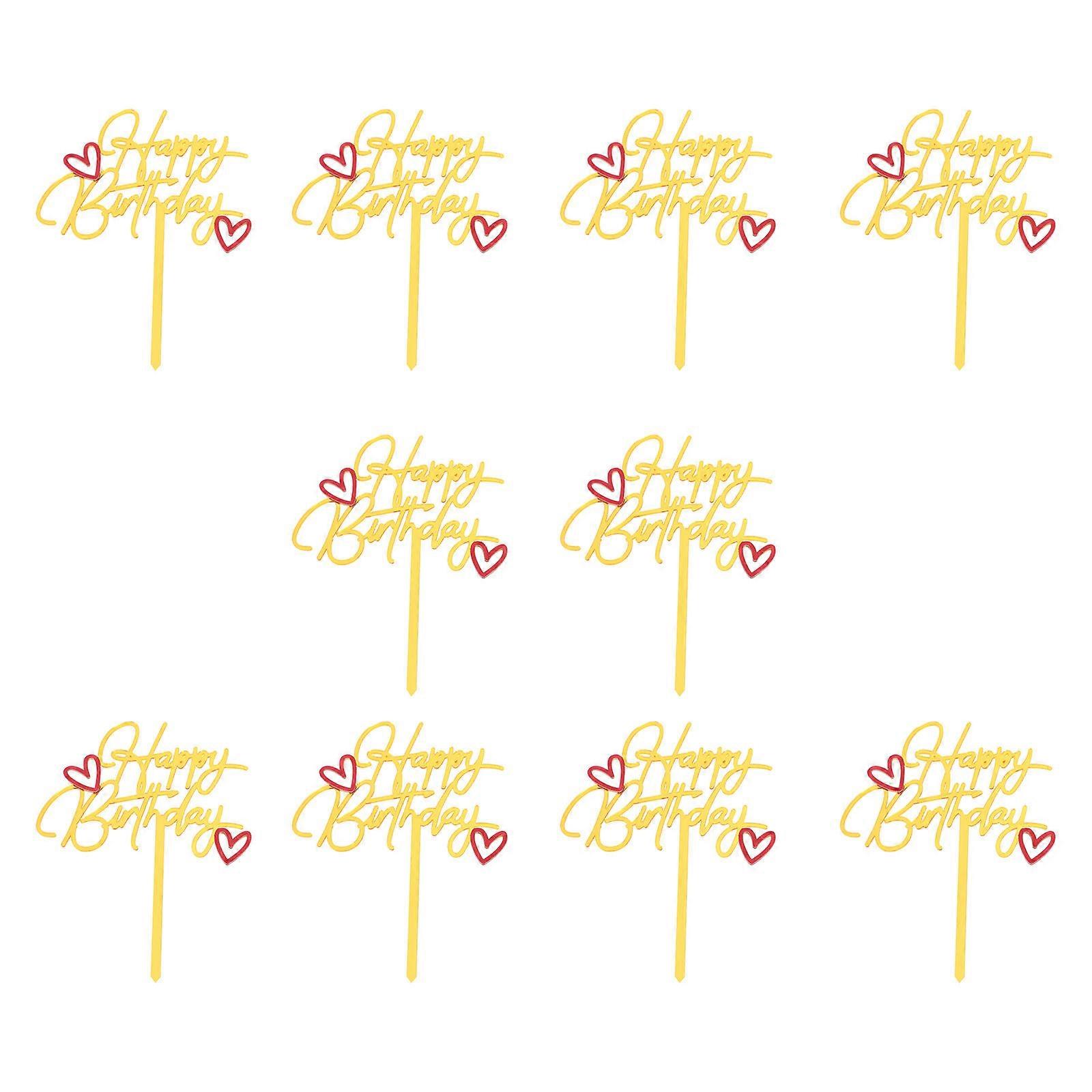 Birthday Party Cake Toppers Heart Cake Insert Cards Travel Themed Parties Red 10Pcs Pack