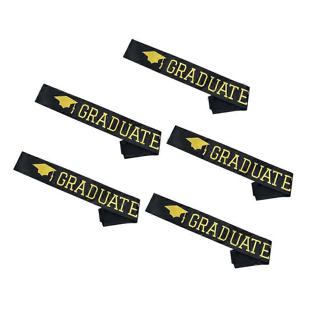Graduation Sash Graduate Decor Black Stylish Party Etiquette 5Pcs