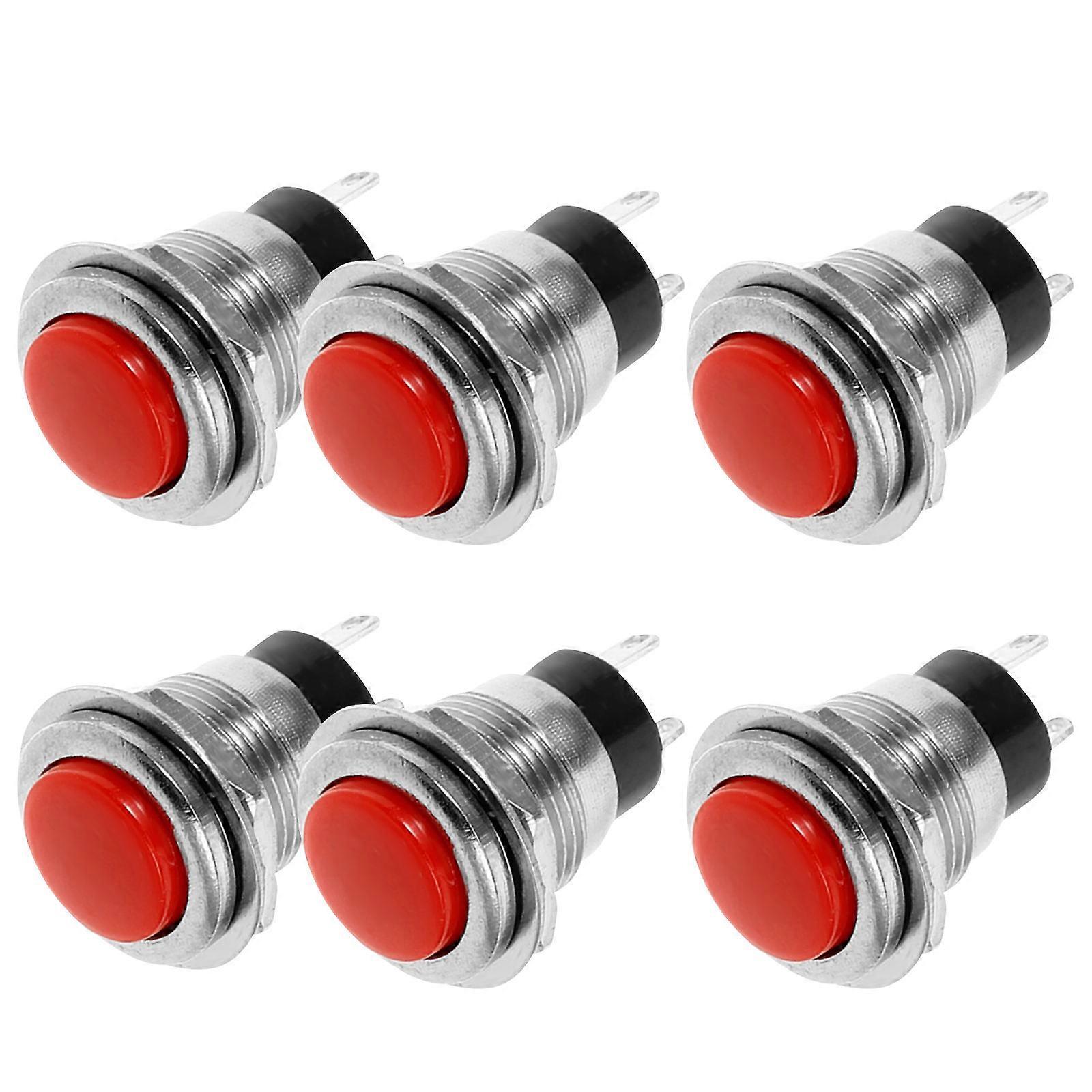 Momentary Push Button Switch Mini Round Switch Compact Design Red 2.20X1.60X1.60CM 6Pcs