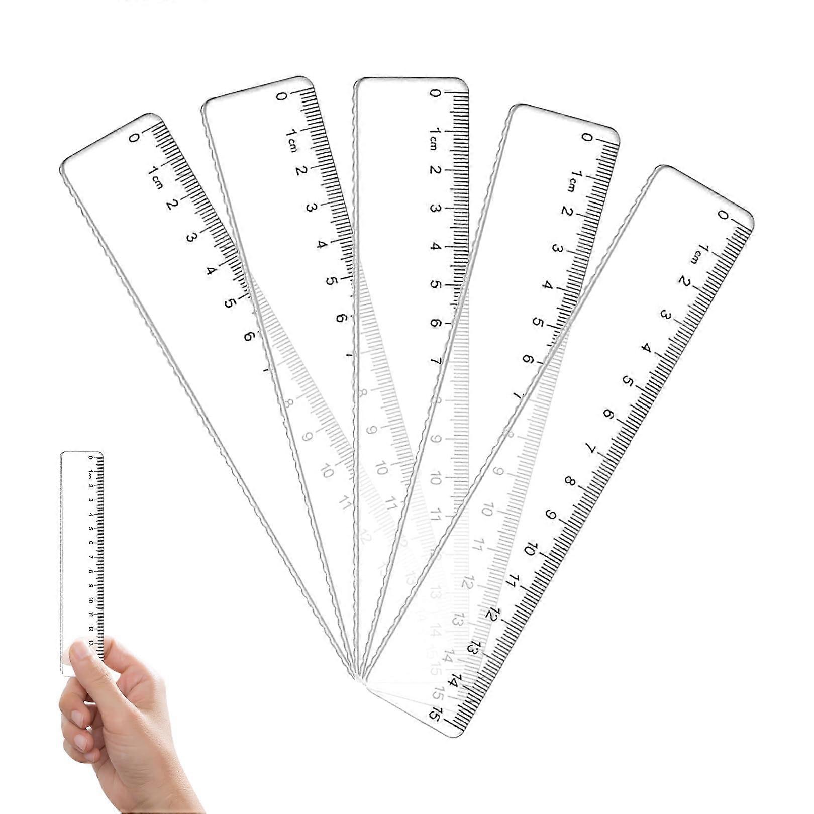 Pack of 6 Rulers 15 cm, Transparent with Metric Inch Scale for Students