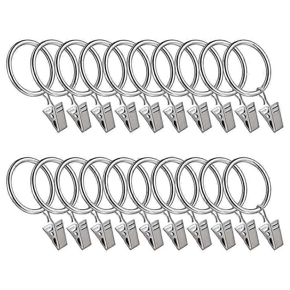 20 Pcs Metal Curtain Rings with Clips – Easy Install, Durable Heavy Duty Design for Drapery, Shower and Door Curtains