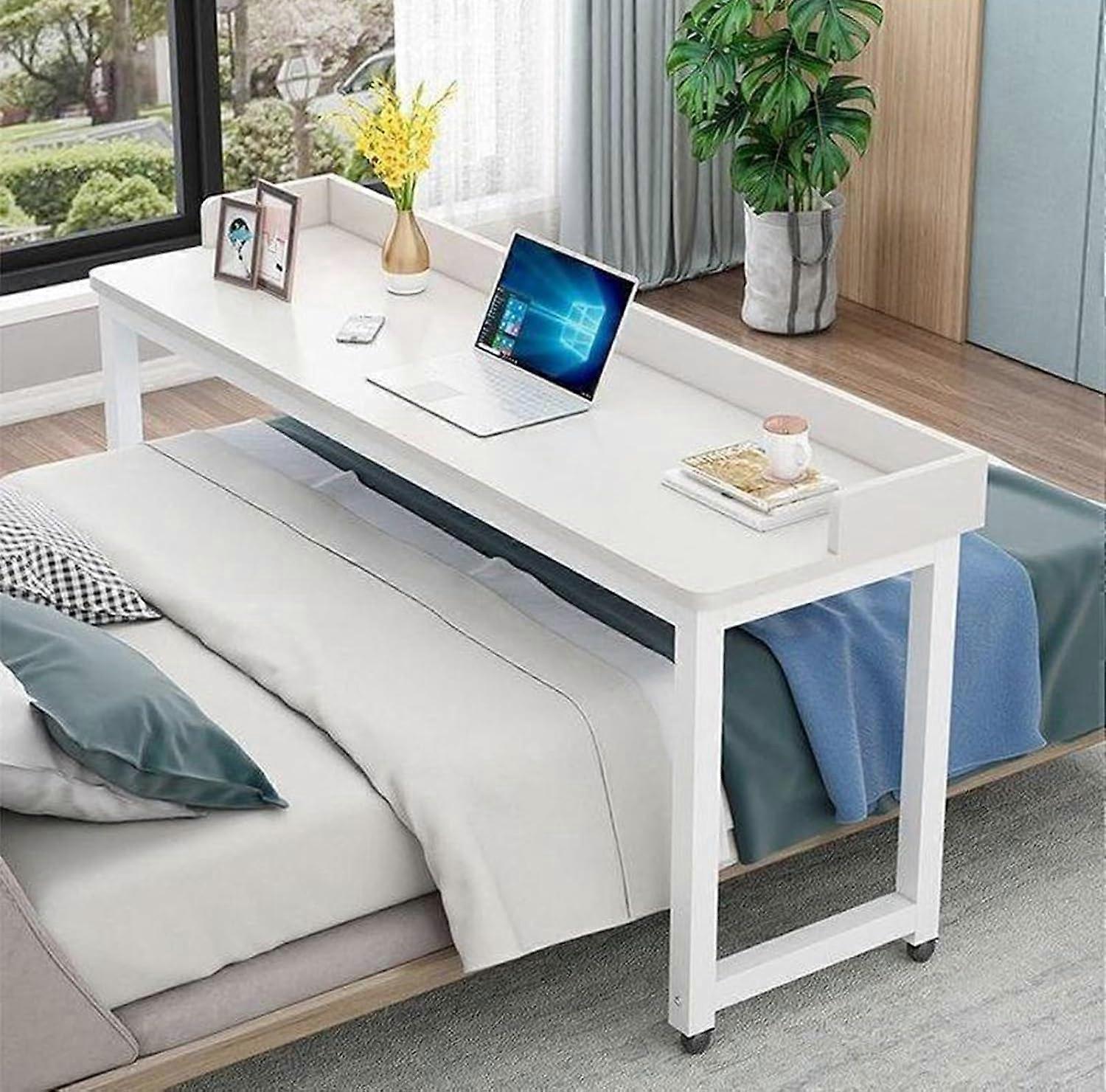 Large overbed desk with wheels, rolling tray table, computer desk for home, H 120 cm / 47.2 in.