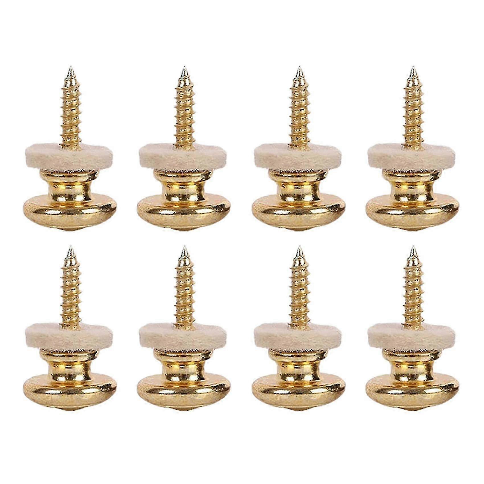 8PCS Wool Copper Guitar Strap Lock Locking Pegs Pins Mushroom Shape End Button Gold hwy