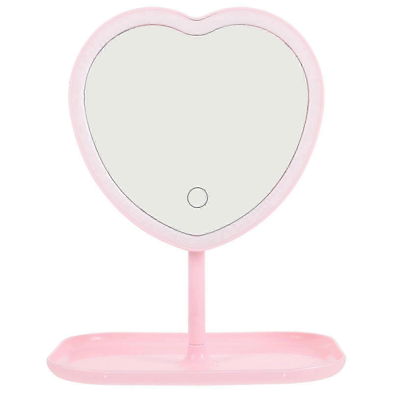 Usb Rechargeable Led Makeup Mirror Desktop Mirror Heart Shape Mirror For Women