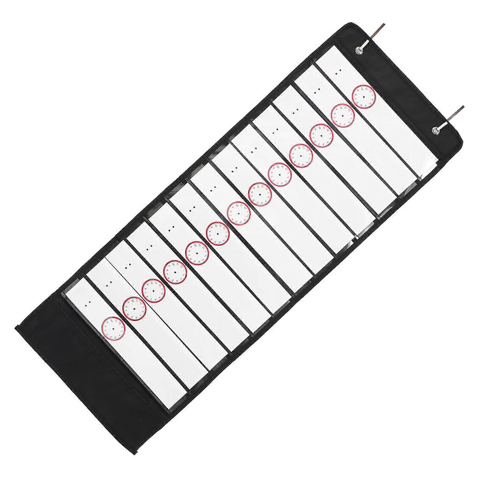 Pocket Chart for Classroom Organization, 14 Grid Educational Holder with Dry Erase Cards for Daily Schedules, Home & Preschool Use, Black Oxford