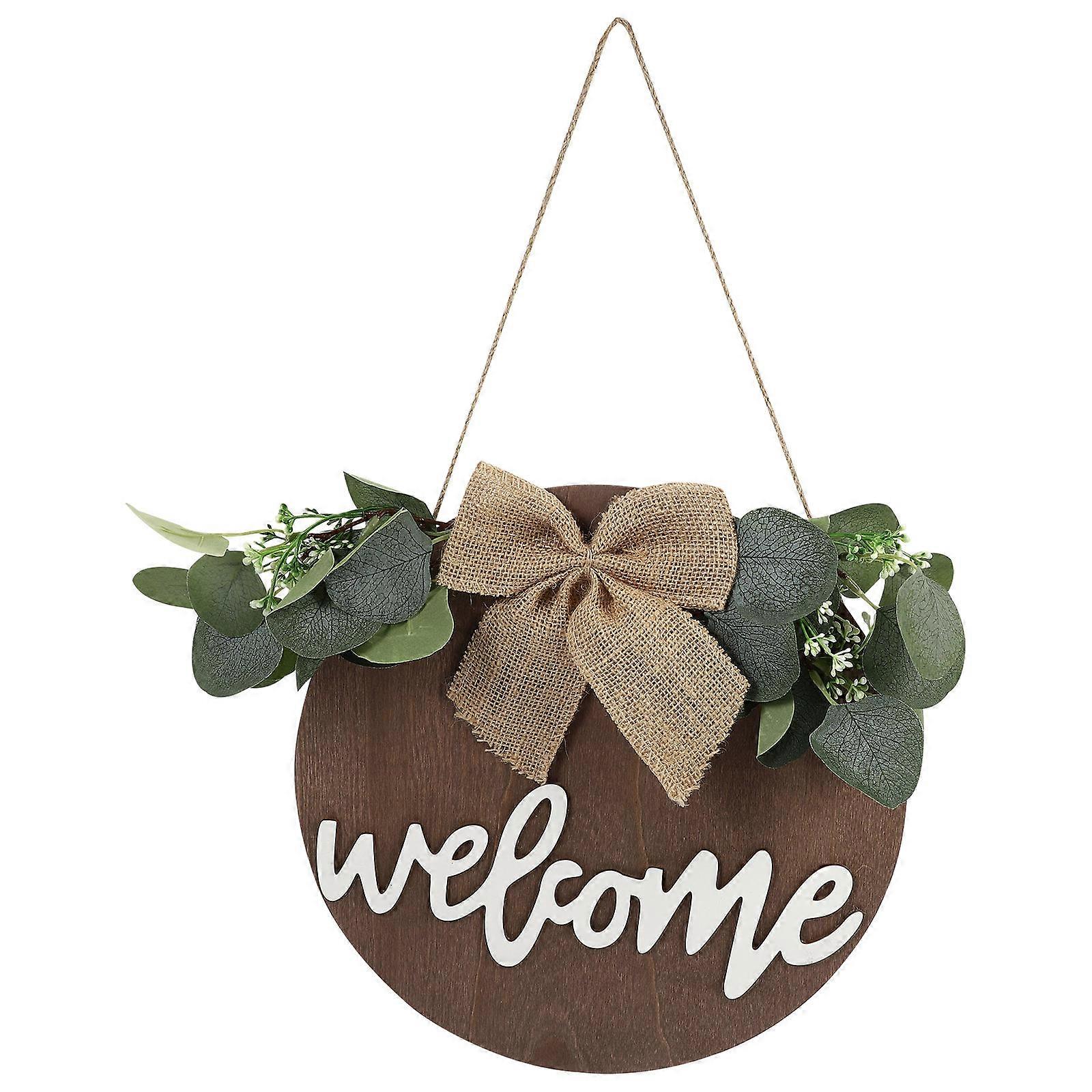 Brown Plastic Welcome Board Hanging Decor Door Pendant for Home and Shop Decoration 1Pc