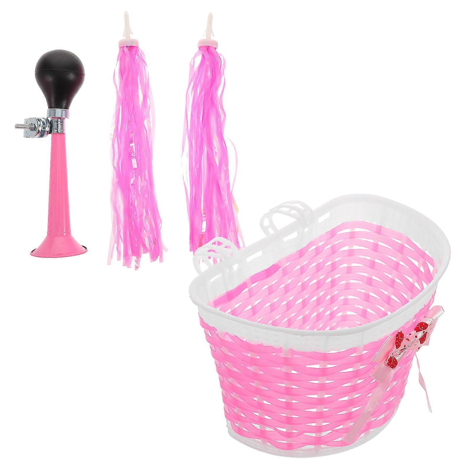 Children's Bike Basket Set for Bicycle Use Includes Handlebar Streamers and Horn
