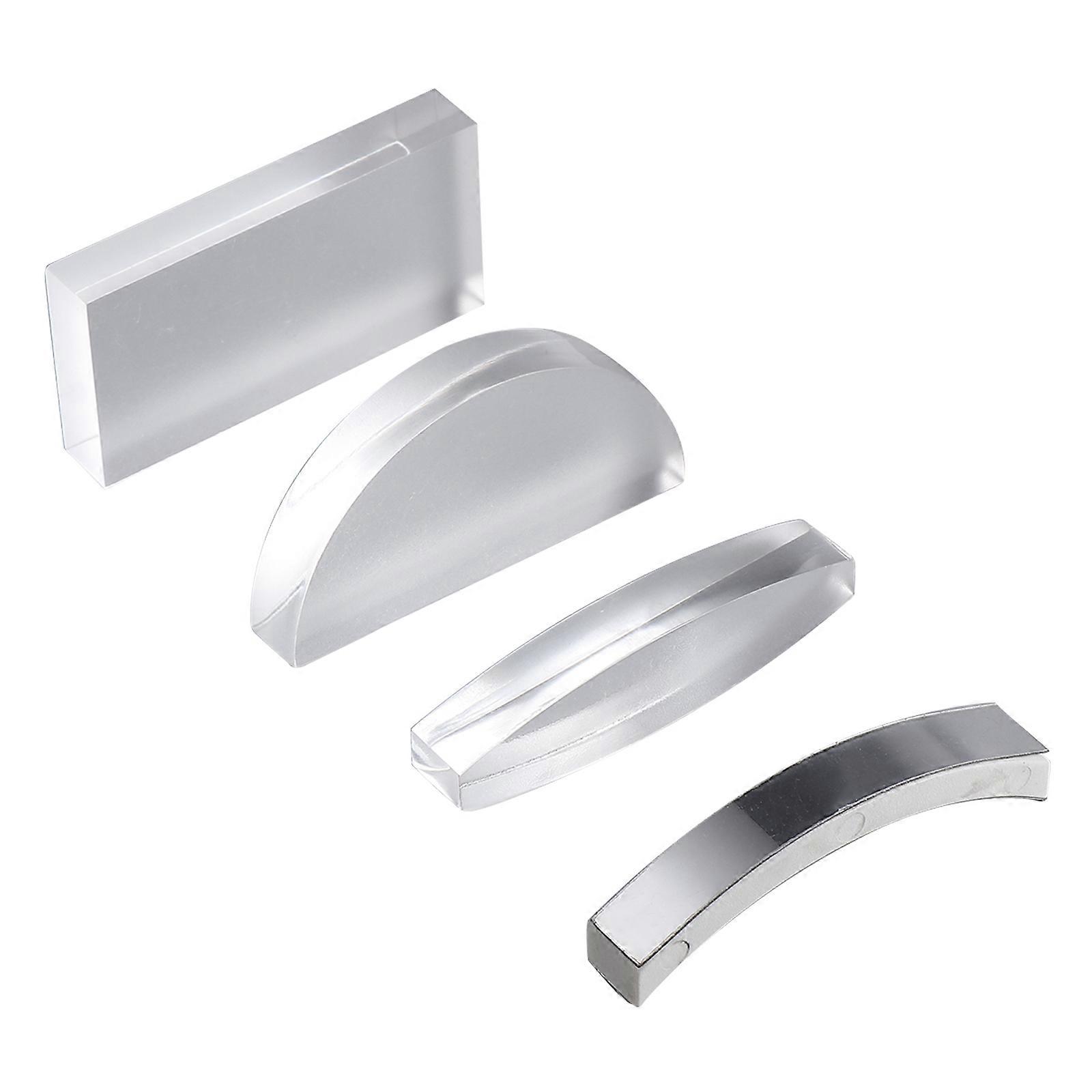 Physics Tools Optical Cylindrical Convex Glass Lens Optically Worked Science Experiment Lens 4Pcs