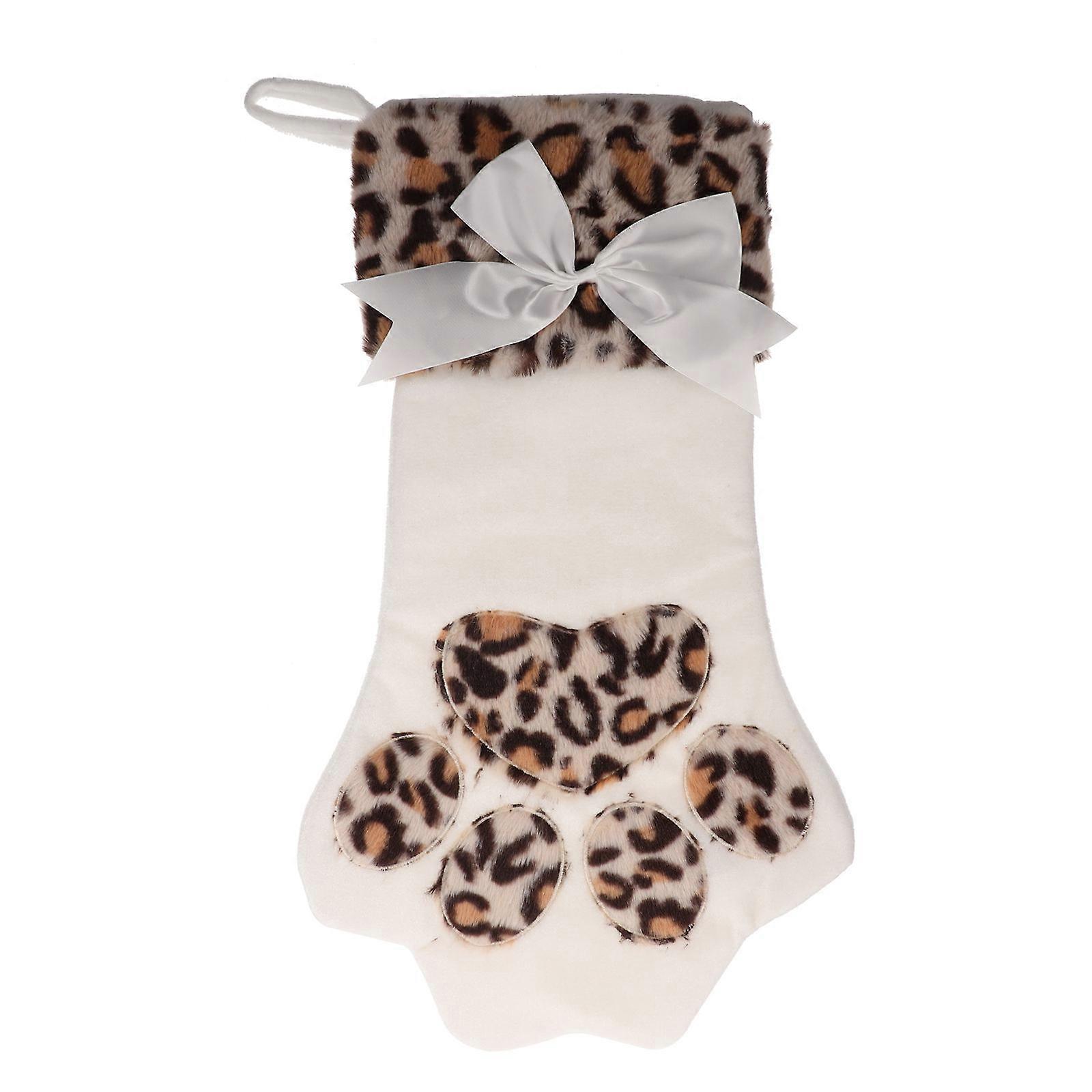 Paw Print Stocking Wall Hanging Classical Christmas Theme White 53X30CM Decorative 1Pack