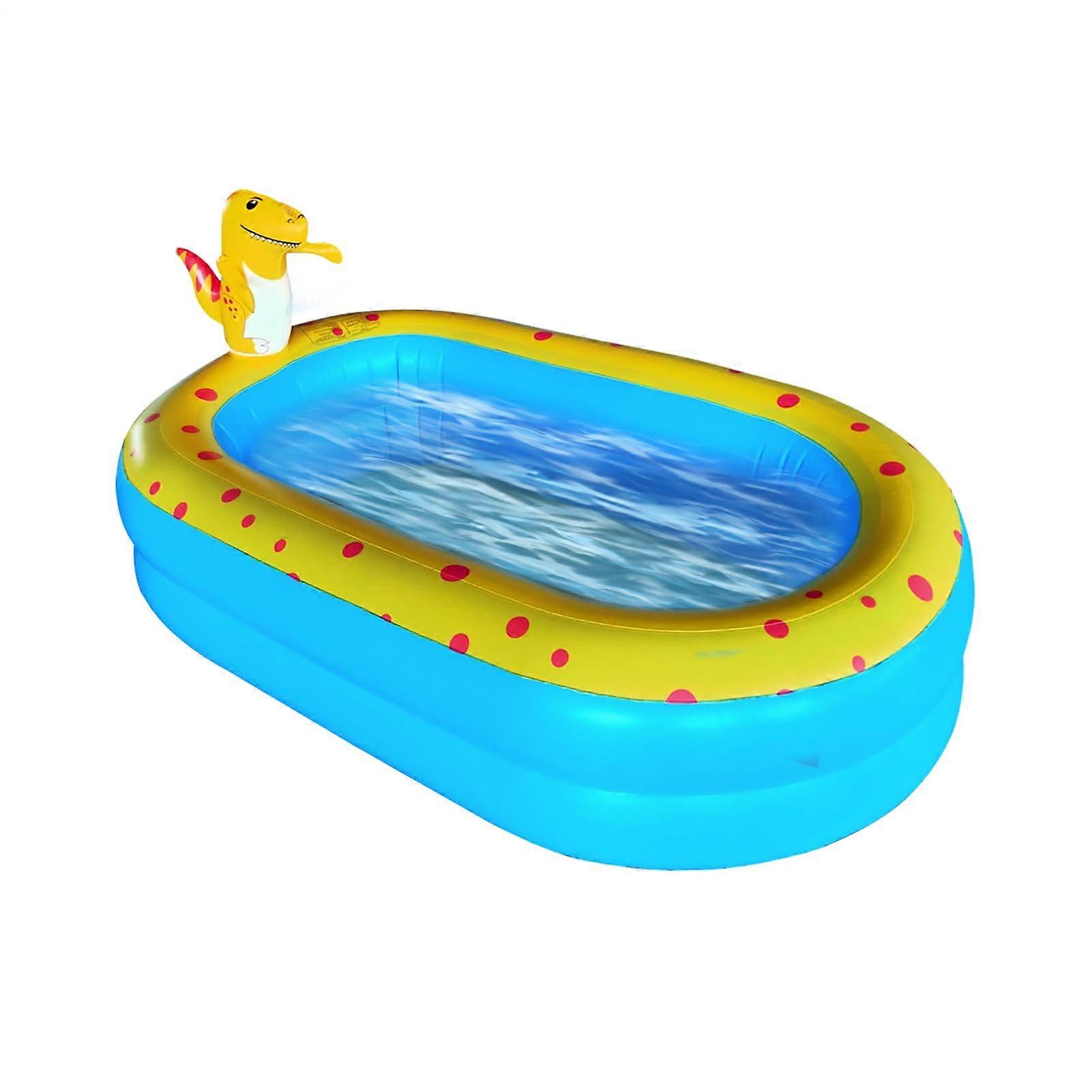 Inflatable pool with sprinkler, inflatable pool with sprinkler, fun dinosaur design pool, play center, outdoor water toys for garden lawn, party