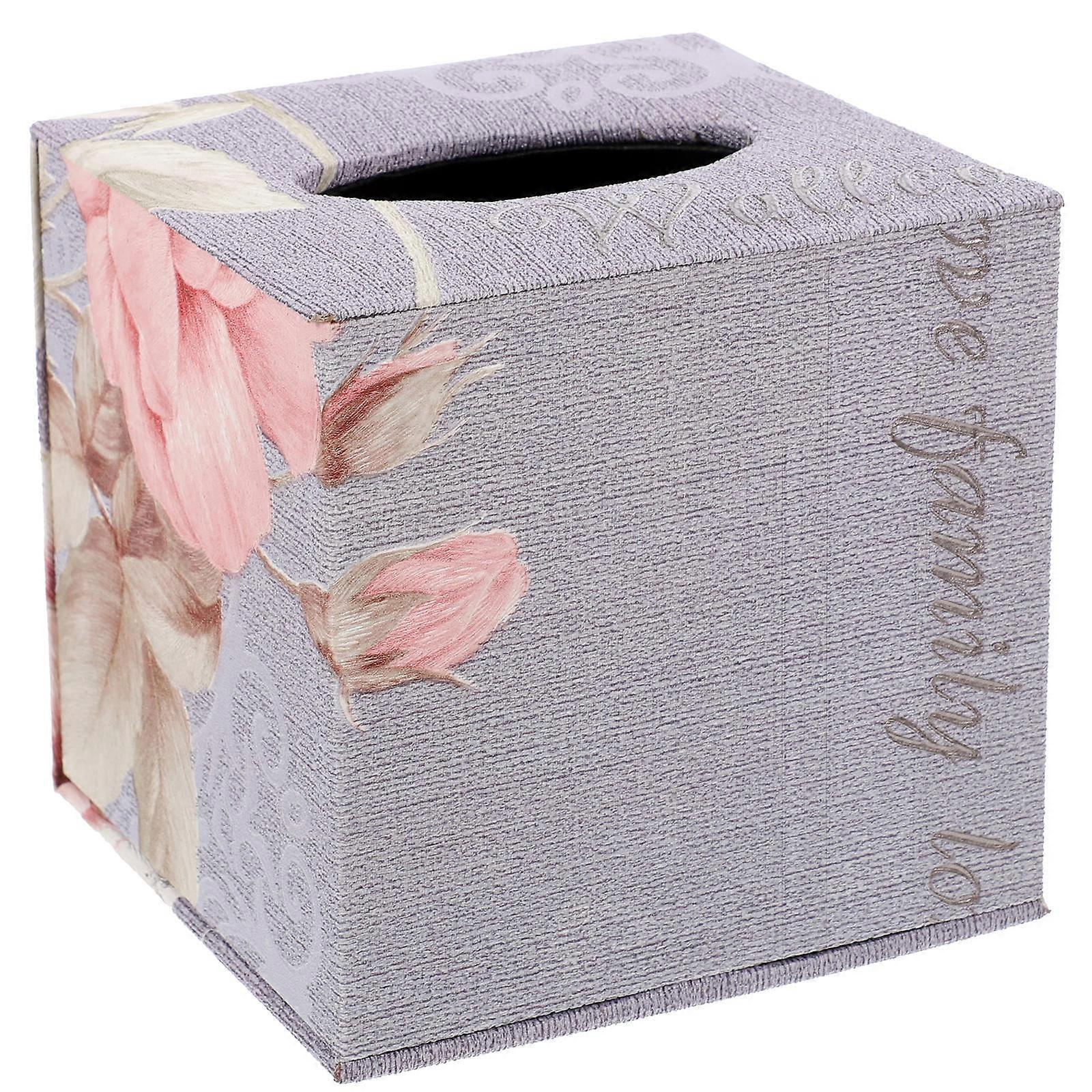 Retro Purple Tissue Box Holder Multi Functional Desktop Napkin Organizer Compact Storage Container for Office Home Decor