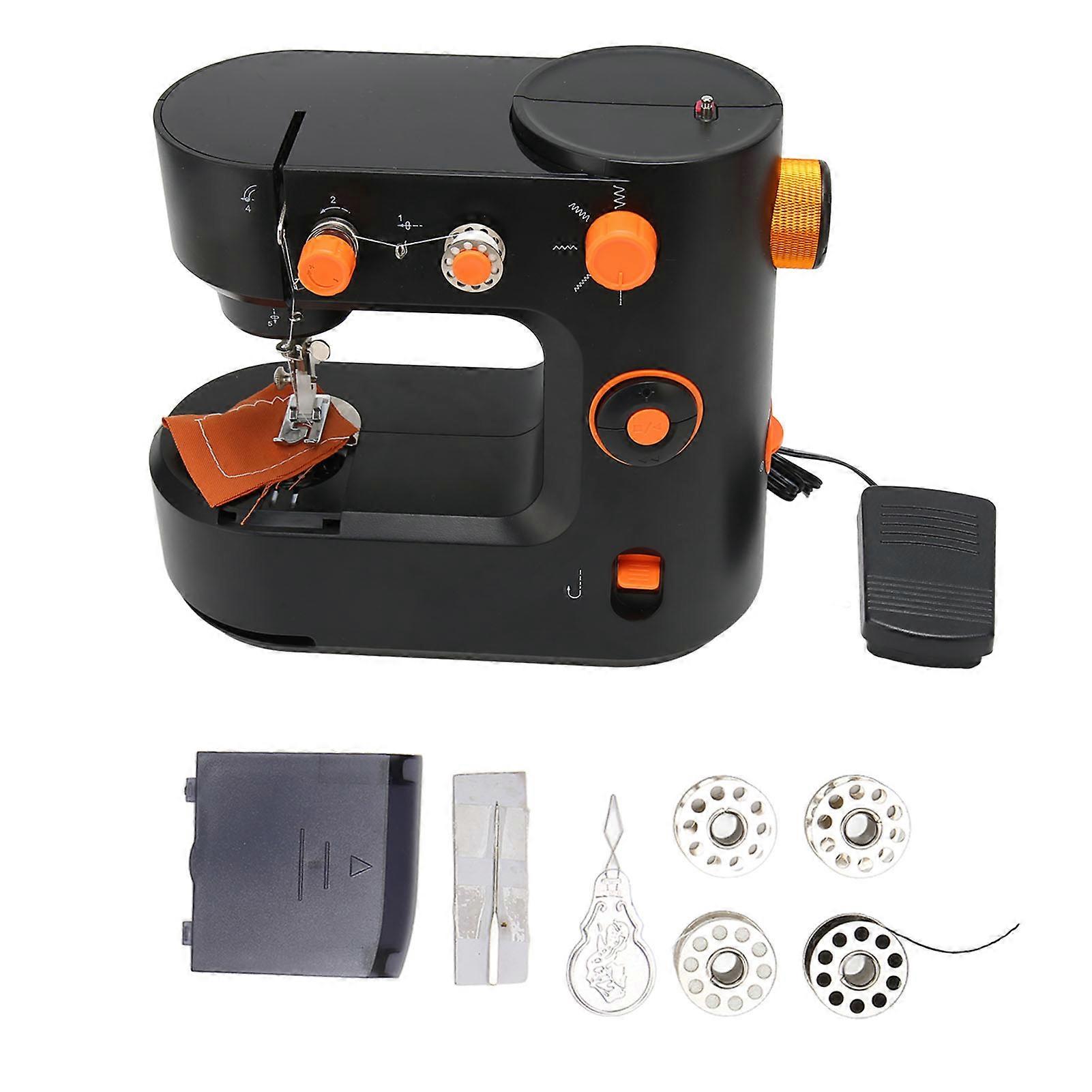 Household Mini Sewing Machine 16 Stitches Multi Functional Black Crafting Machine 100‑240V