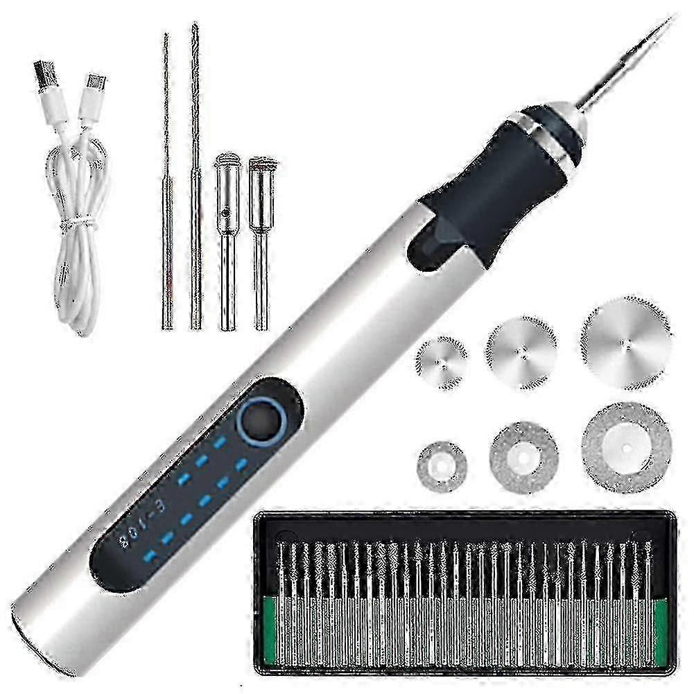 Cordless Electric Engraving Pen - Mini Carving Tool with 3 Adjustable Speeds & 300mAh Rechargeable Battery for DIY Craft Projects