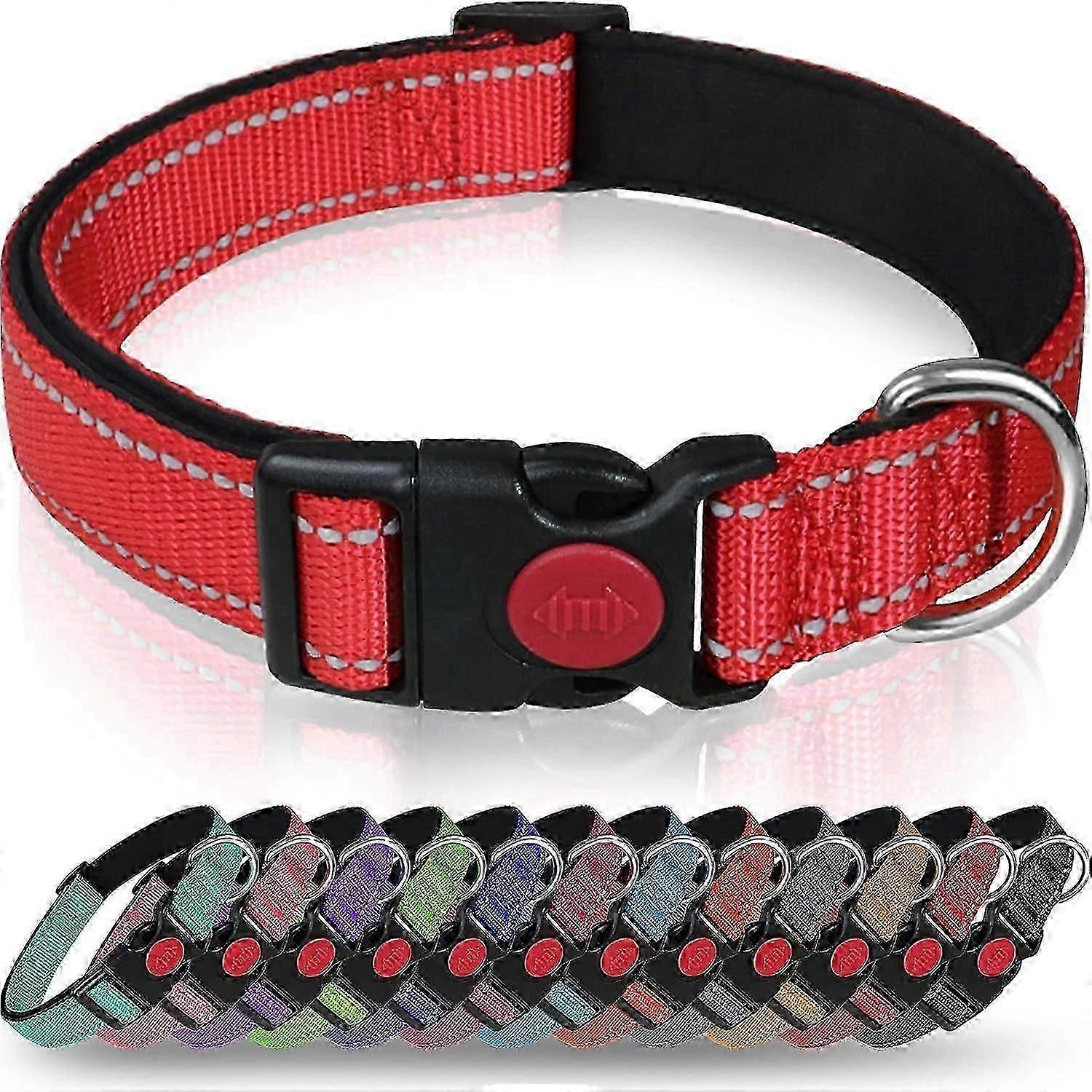 Reflective Adjustable Dog Collar with Soft Padding for Medium-Sized Pets