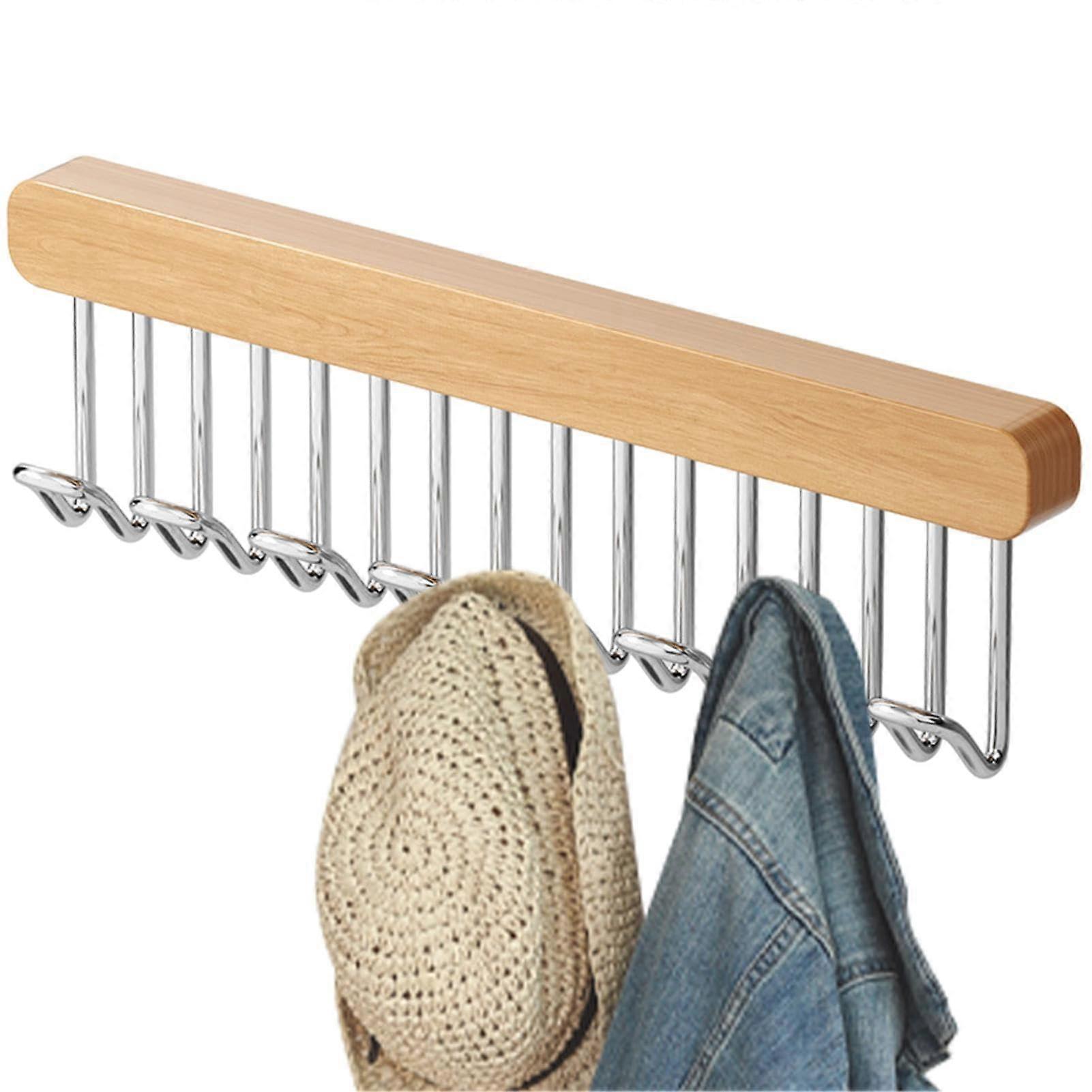 Extendable Belt Holder Wooden Sliding Hooks Space Saving Closet Organizer