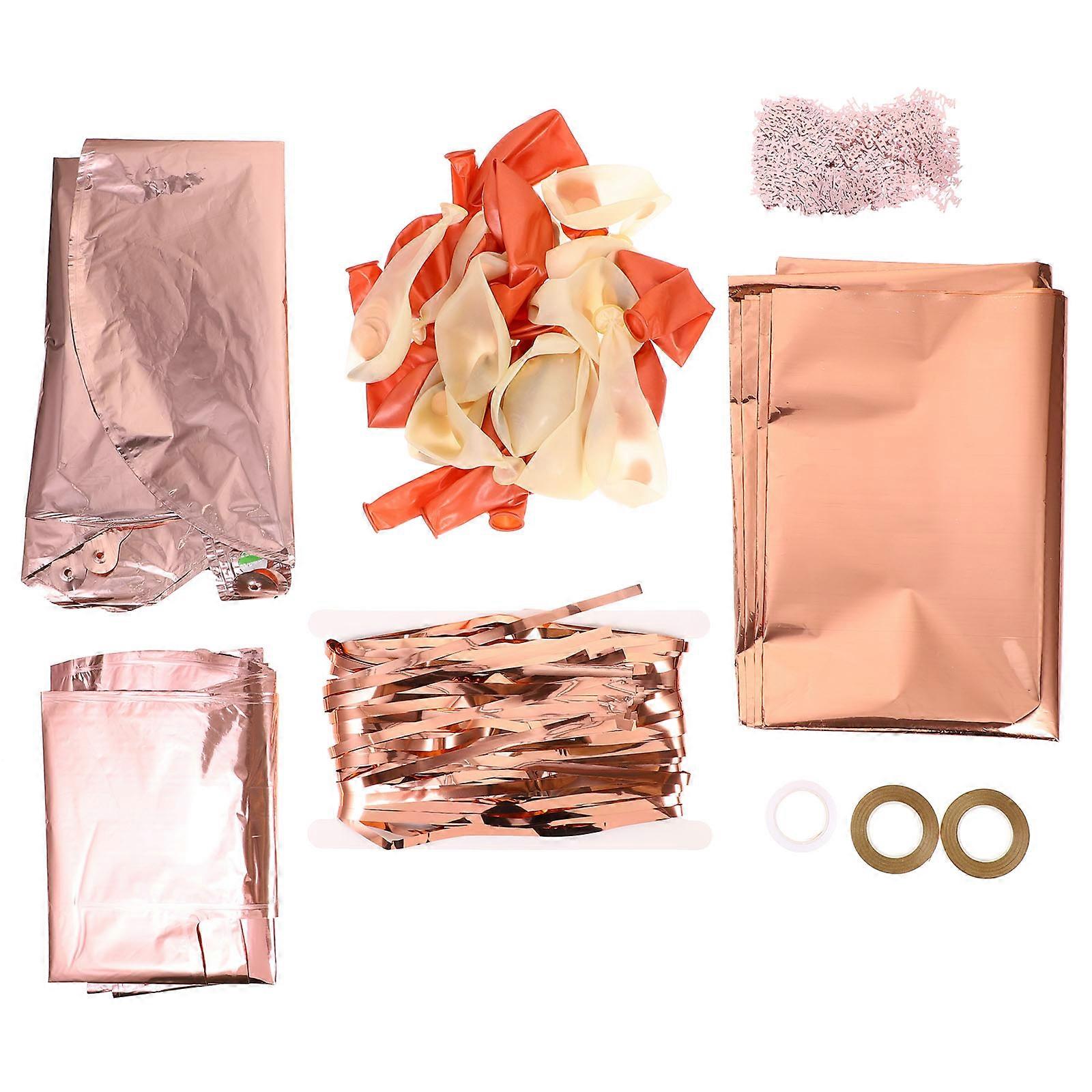 Inflatable Birthday Party Balloons Set with Rose Gold Foil Decorations, Lightweight Scene Layout Props for Door Wall Window Party Accessories for
