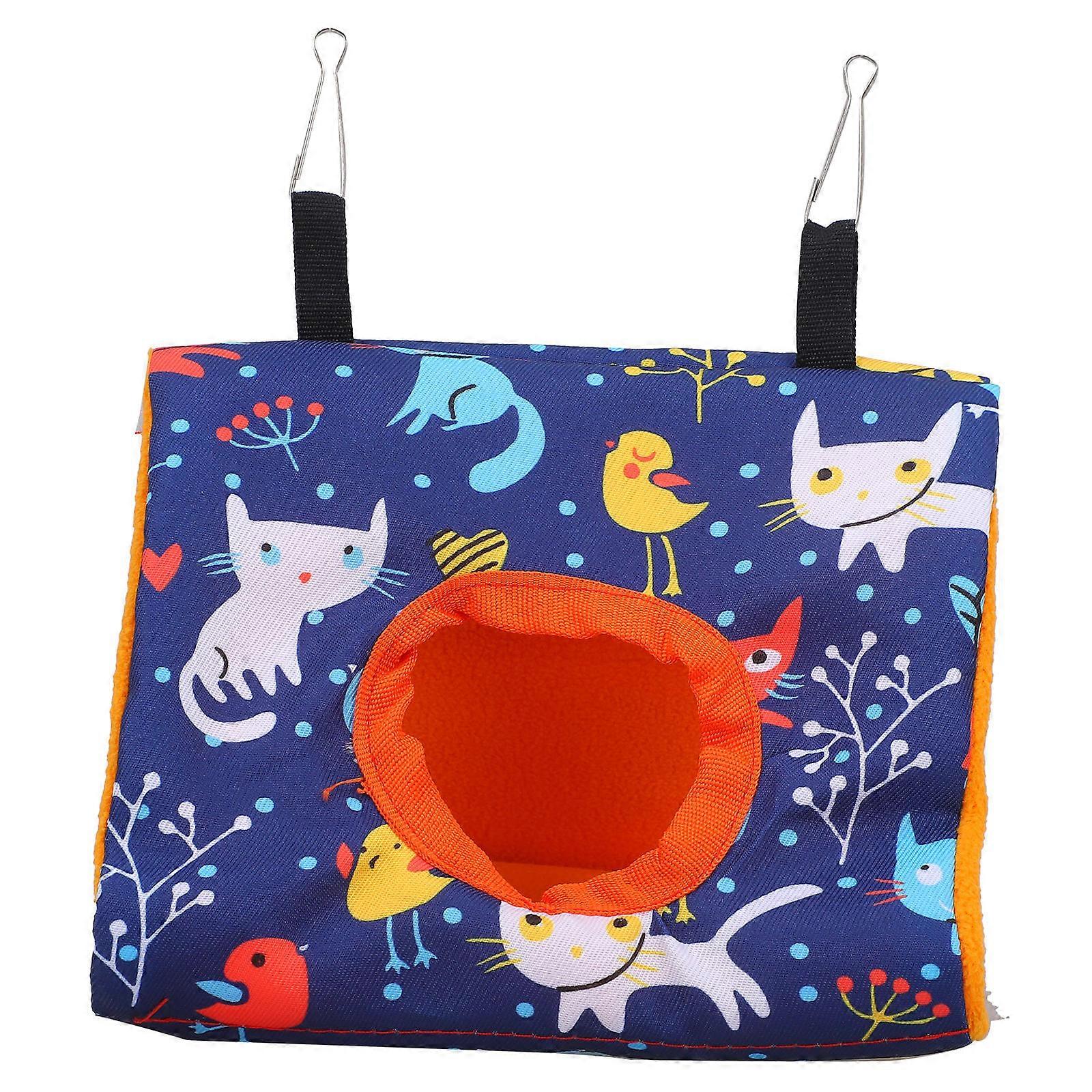 Triangle Parrot Hammock Small Canvas Bird Nest with Orange Interior Hanging Pet Bed for Parakeets Canaries and Small Birds Comfortable Resting Place