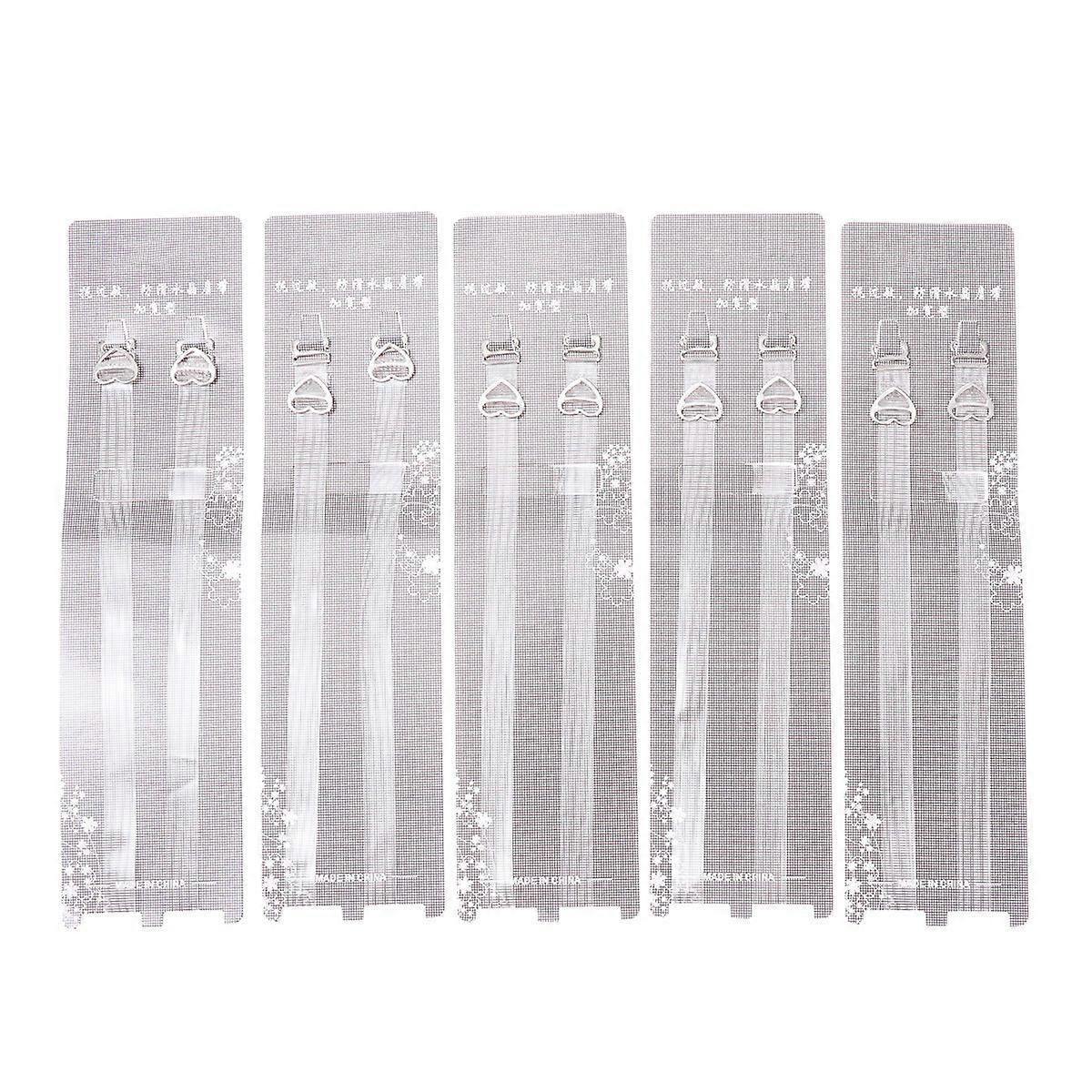 5 Pairs High Elastic Stripe Transparent Bra Underwear Strap Adjustable Crystal Shoulder Straps (White)