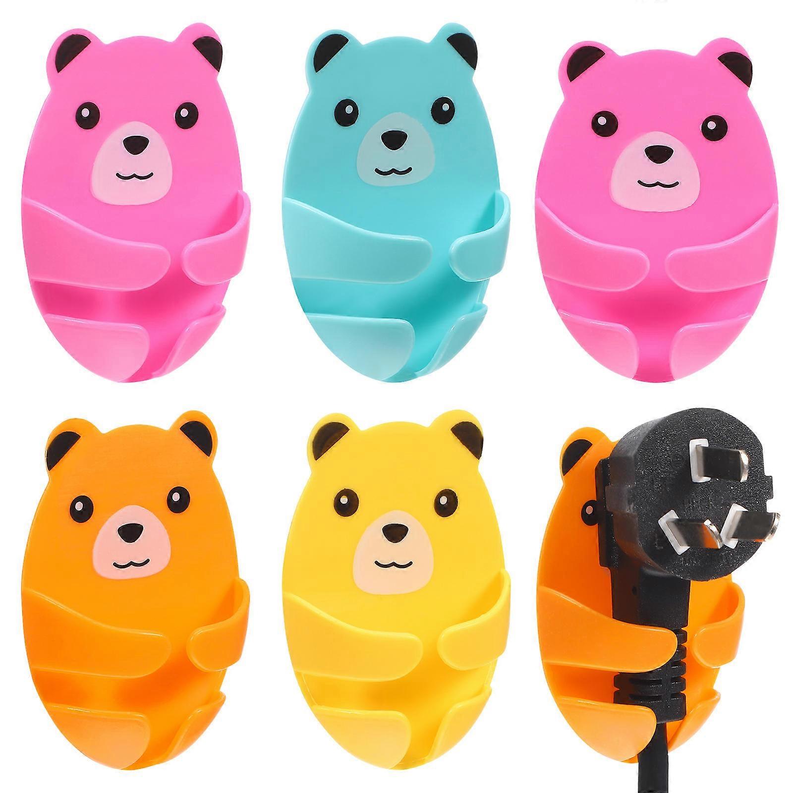 Cute Bear Adhesive Cord Clips for Wires Power Plug Hooks with Strong Adhesion for Kitchen Use 12 Pieces