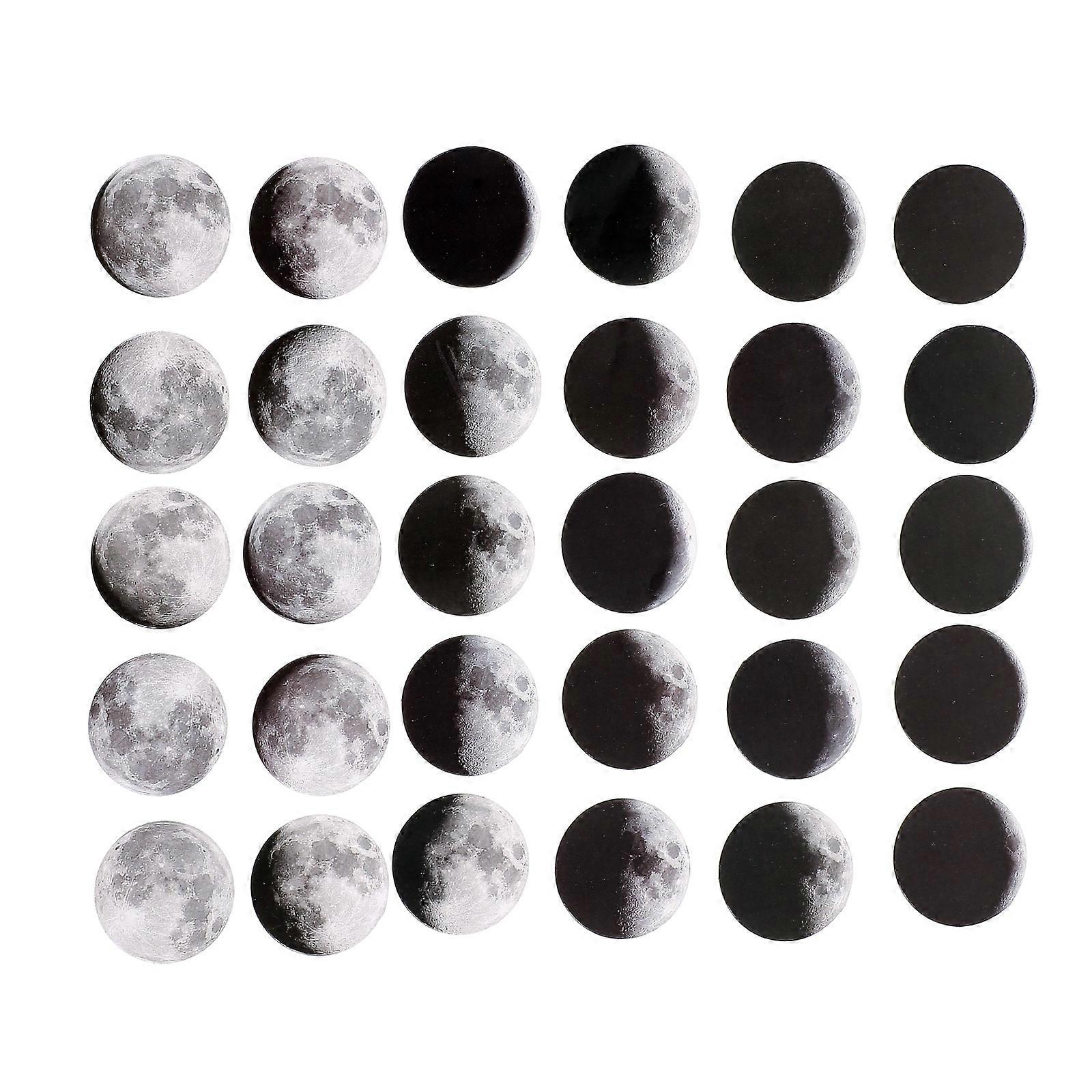 DIY Hand Account Decals Moon Phase Calendar Theme Self-Adhesive Paper Assorted Color 3.7X3.7CM Scrapbook Decal 6 Boxes