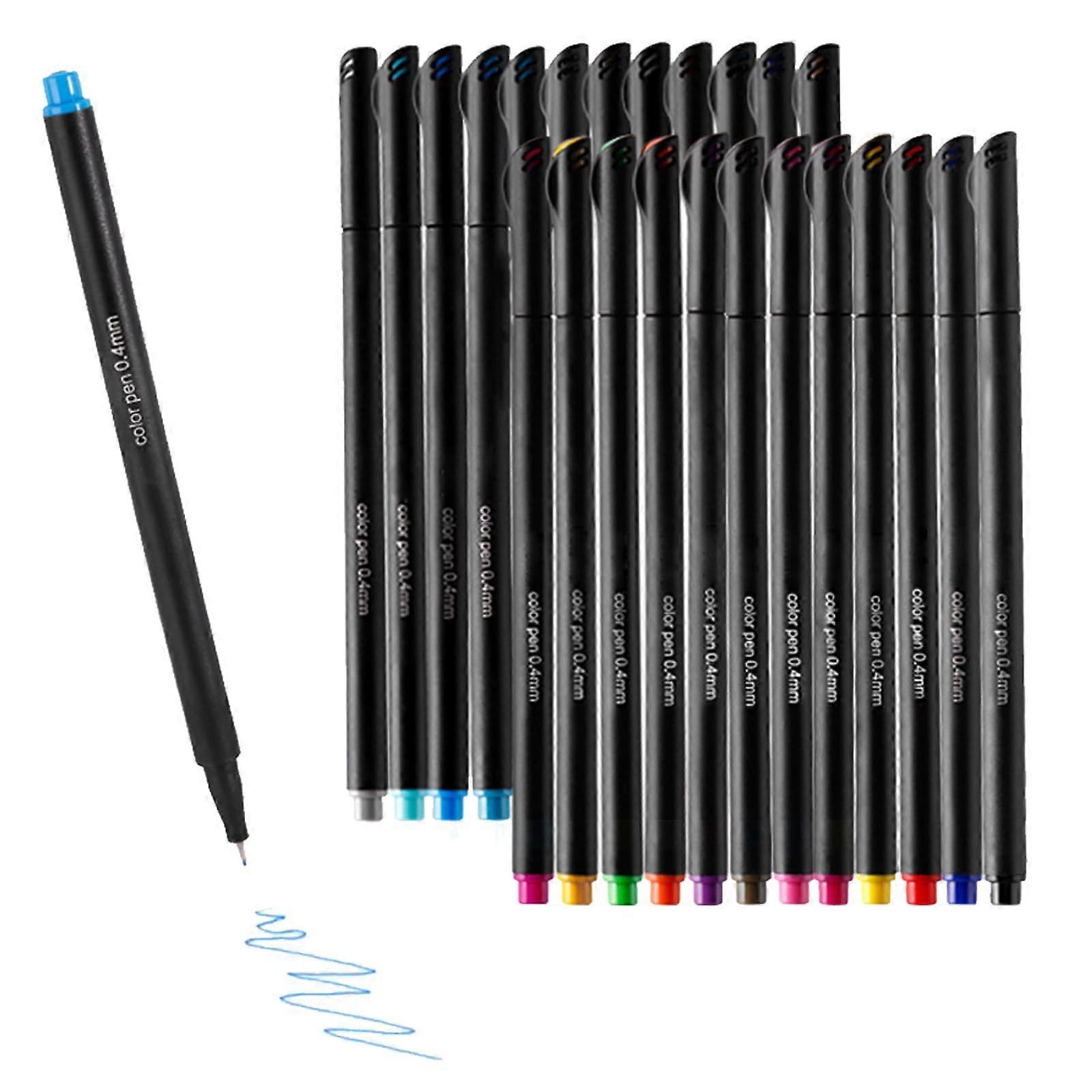 Colored pencils, colorful gel pens, fineliner pen set, 24 colors with 0.4 mm tip