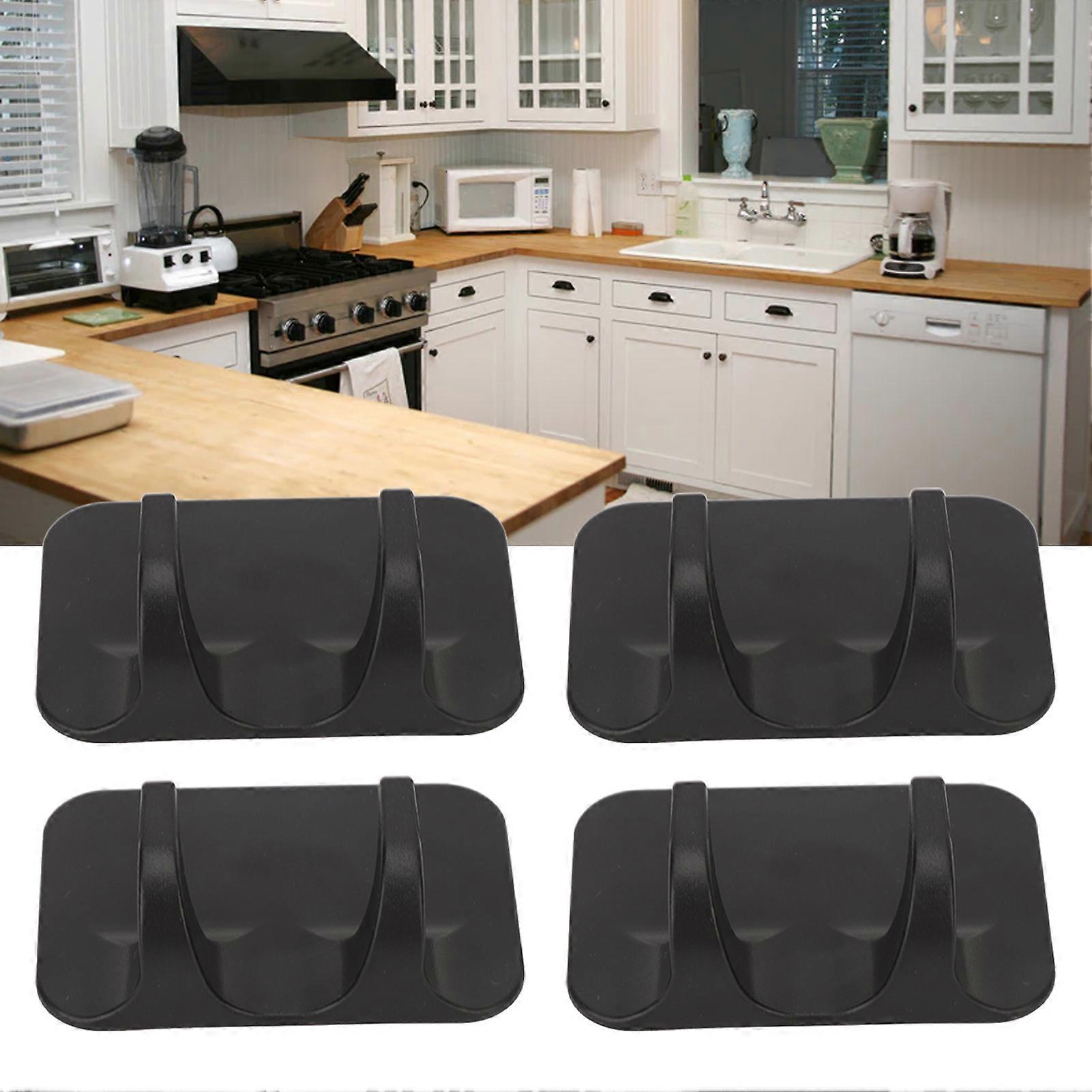 4 Pcs Black Self Adhesive Wall Hooks, Strong Stickiness, Waterproof
