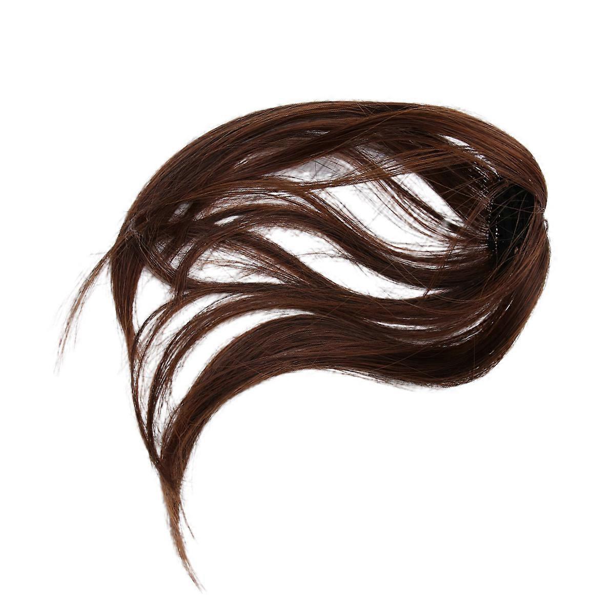 Brown Clip in Fringe for Women High Temperature Fiber Natural Drooping Face Shaping Decoration 1PC