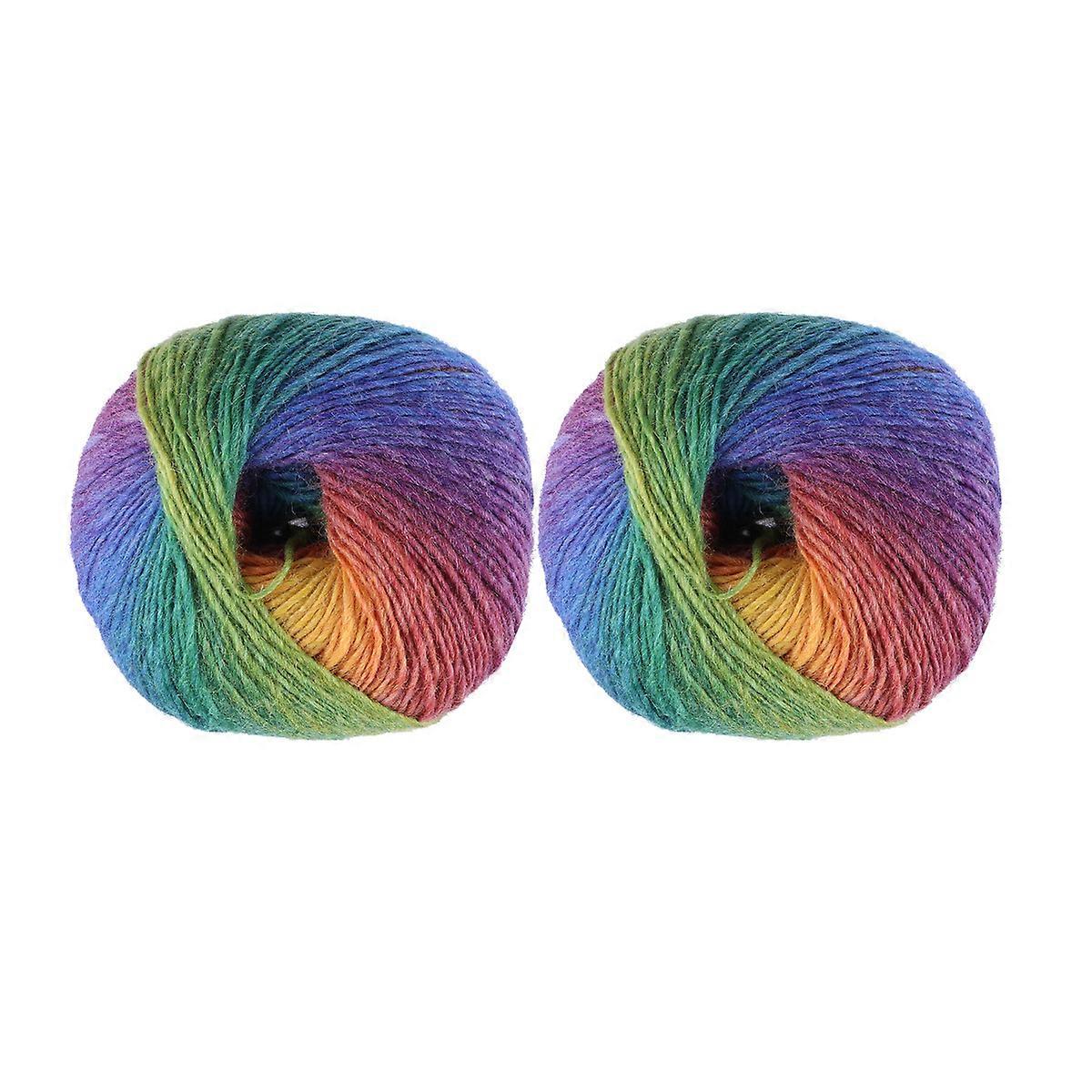 Colorful Wool Yarn for Sewing and Knitting Projects Multi Colorful Rainbow Yarn 2pcs