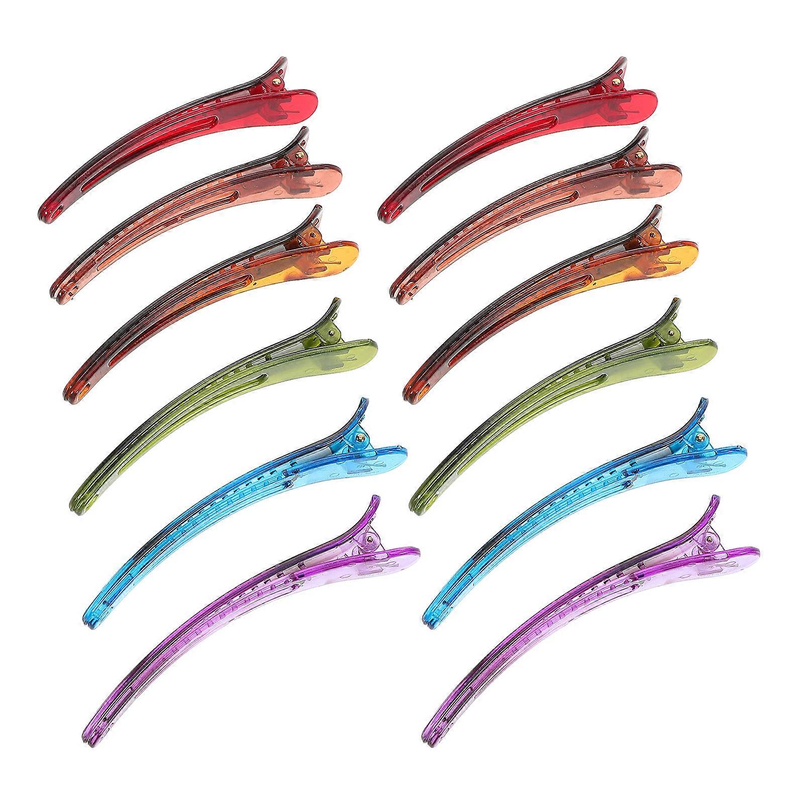 Hair Styling Duck Bill Hair Clip Plastic Simple Design Non Slip Grip 12Pcs