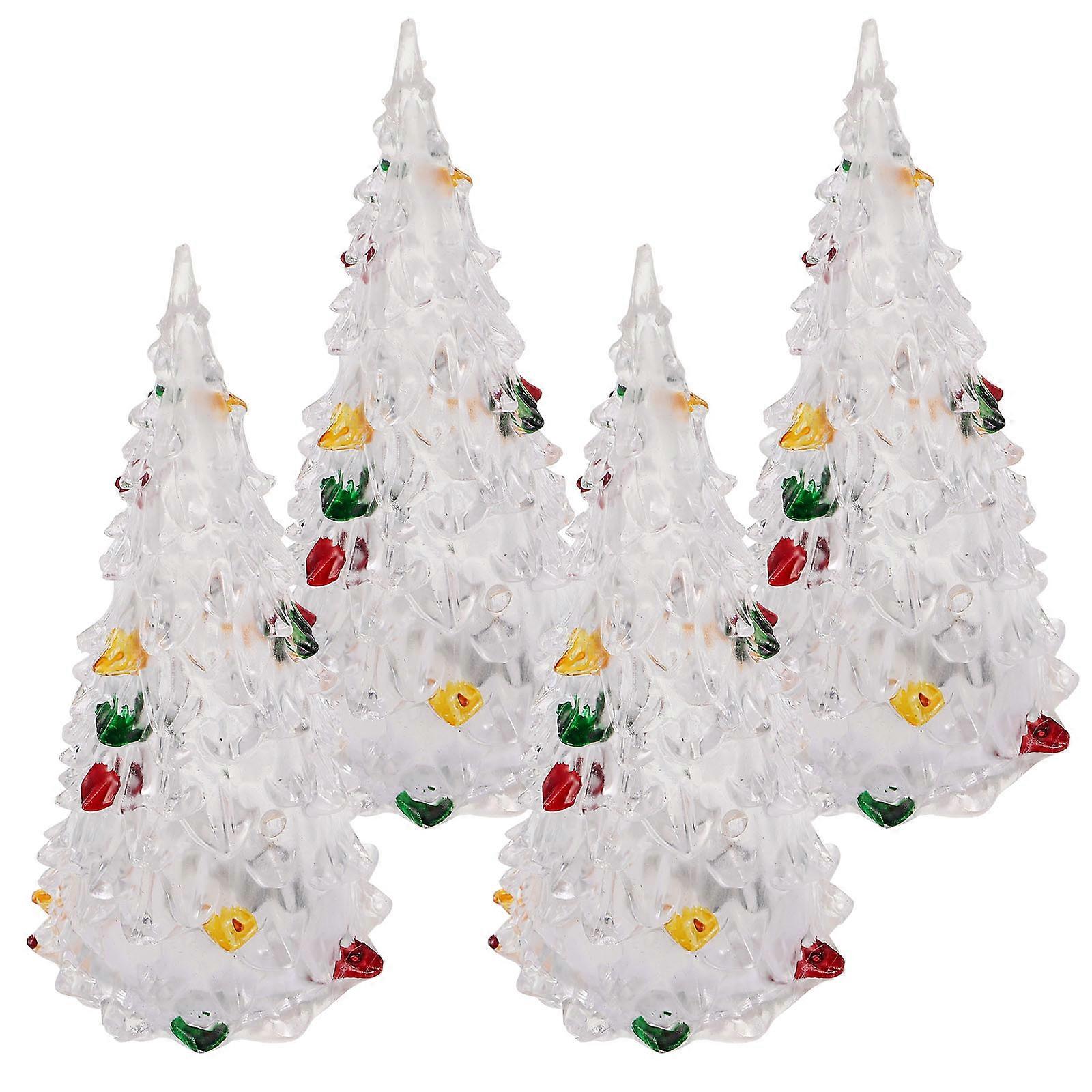 4pcs Crystal Christmas Trees Colorful Painted LED Trees 12cm