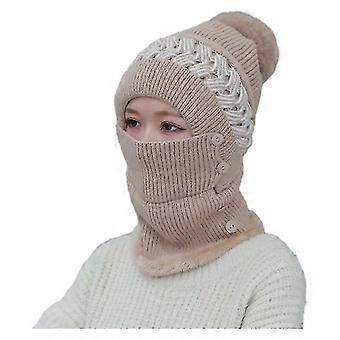 Onepiece Hat til kvinder Hollow Knitted Plus Fleece Onepiece Hat til cykling Kold beskyttelse og ørebeskyttelse