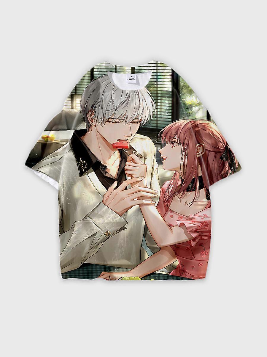 T-shirt round neck Role Pattern loose short sleeve B889