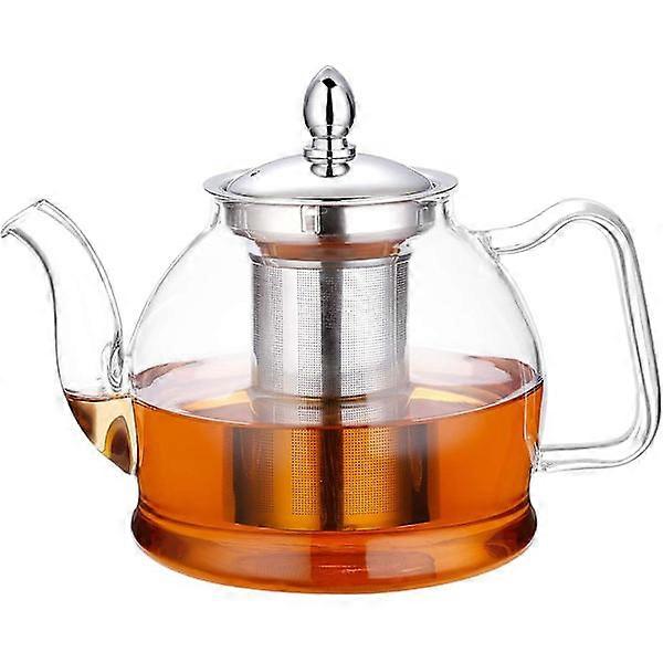 1300ml glass teapot with removable infuser, stovetop safe teapot, set for blooming and loose leaf tea