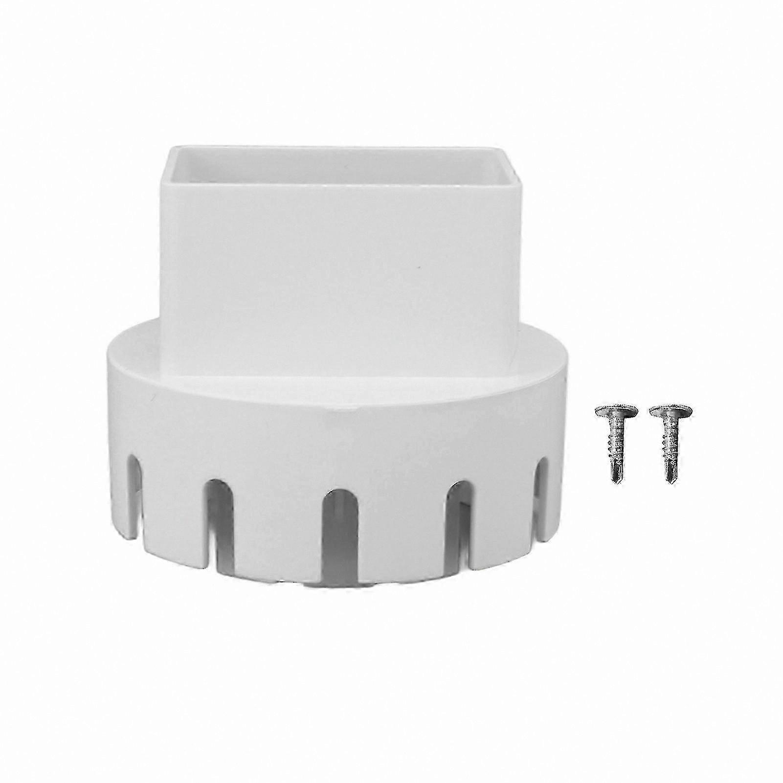 White Plastic Downspout Adapter, 3x4in Drain Connector with Screws for Gutter System Conversion