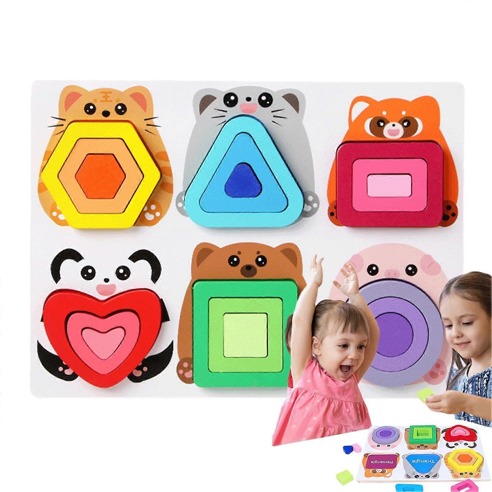 Colour Assignment Game Geometry Logic Game Learning Toy Wooden Learning Toy with Sorting Board for Nursery Preschool Home School Travel Playroom