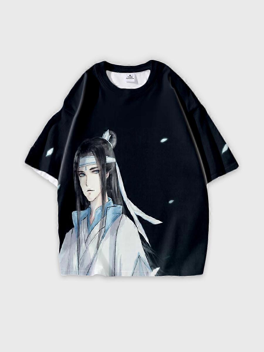 T-shirt round neck Character Pattern loose short sleeve Q27