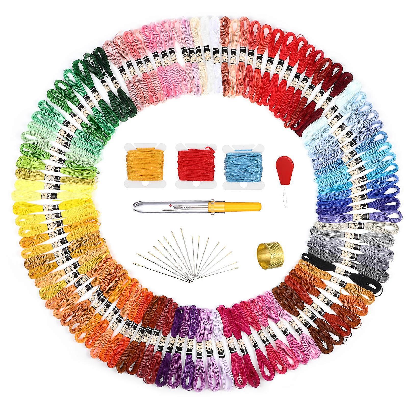 1 Set Embroidery Thread Kit for DIY Cross Stitching Sewing Knitting Durable Threads Accessories for Beginners and Adults