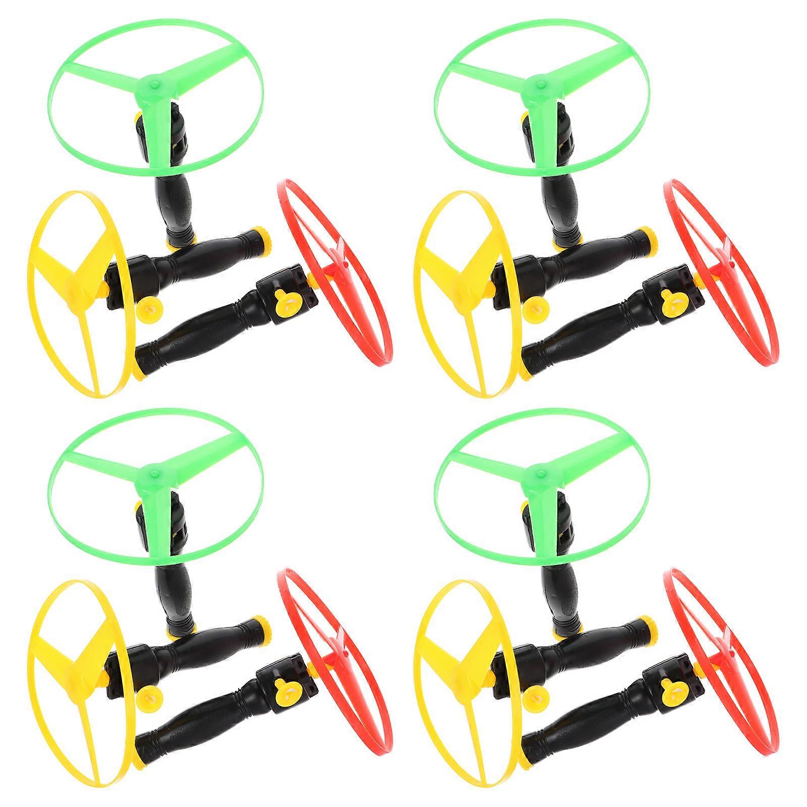 Pull String Flying Saucer Toy for Kids Playing Durable Lightweight Plastic Assorted Color