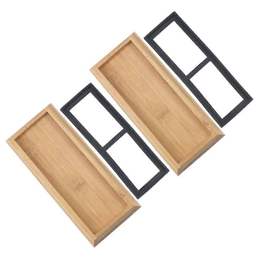 Bamboo and Rubber Whetstone Holder for Home Use Durable Beige Tray 2 Sets