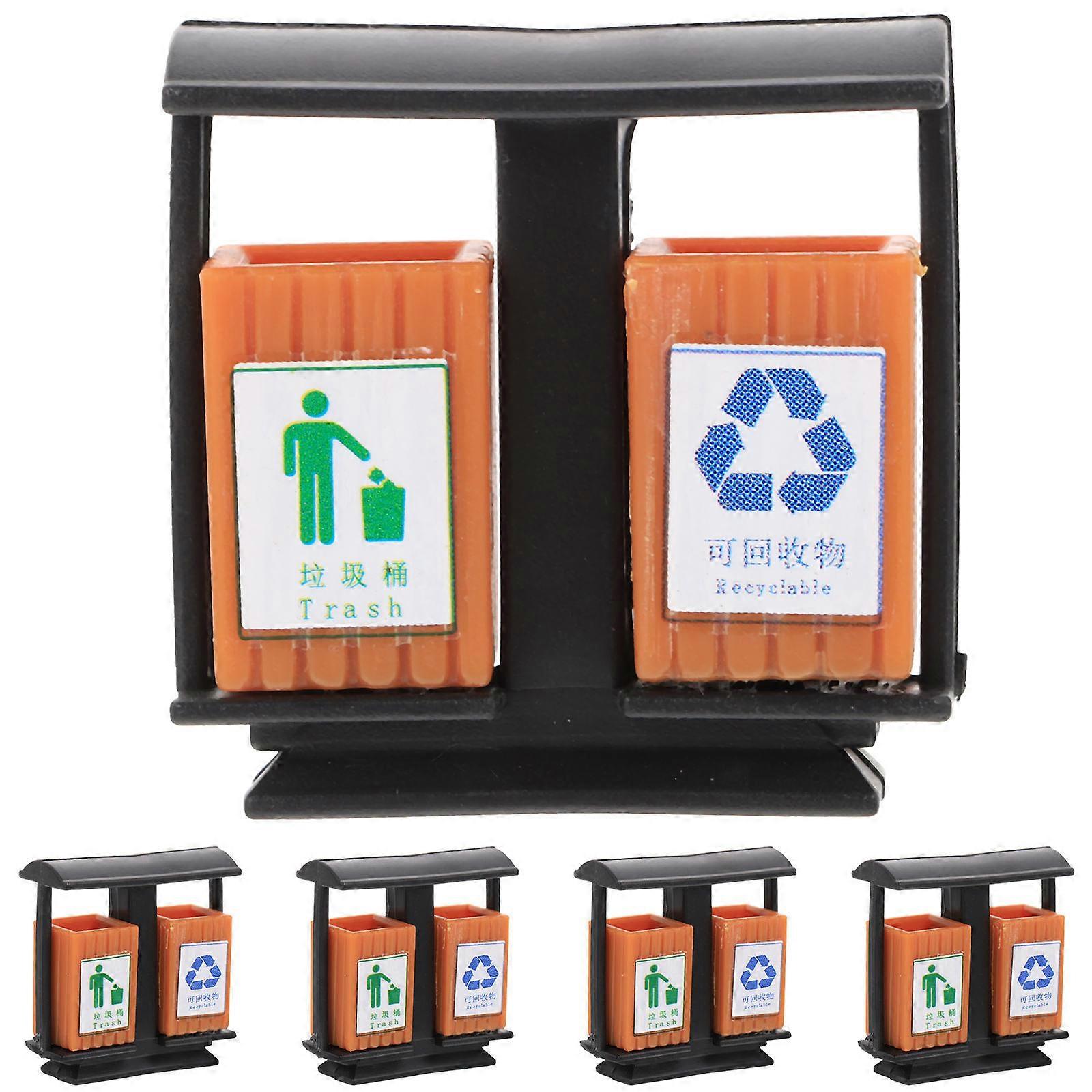 5pcs Mini Trash Can Models for Sand Table Decor, Durable & Stylish Miniature Garbage Bins for DIY Mini House and Scenic Display Accessories