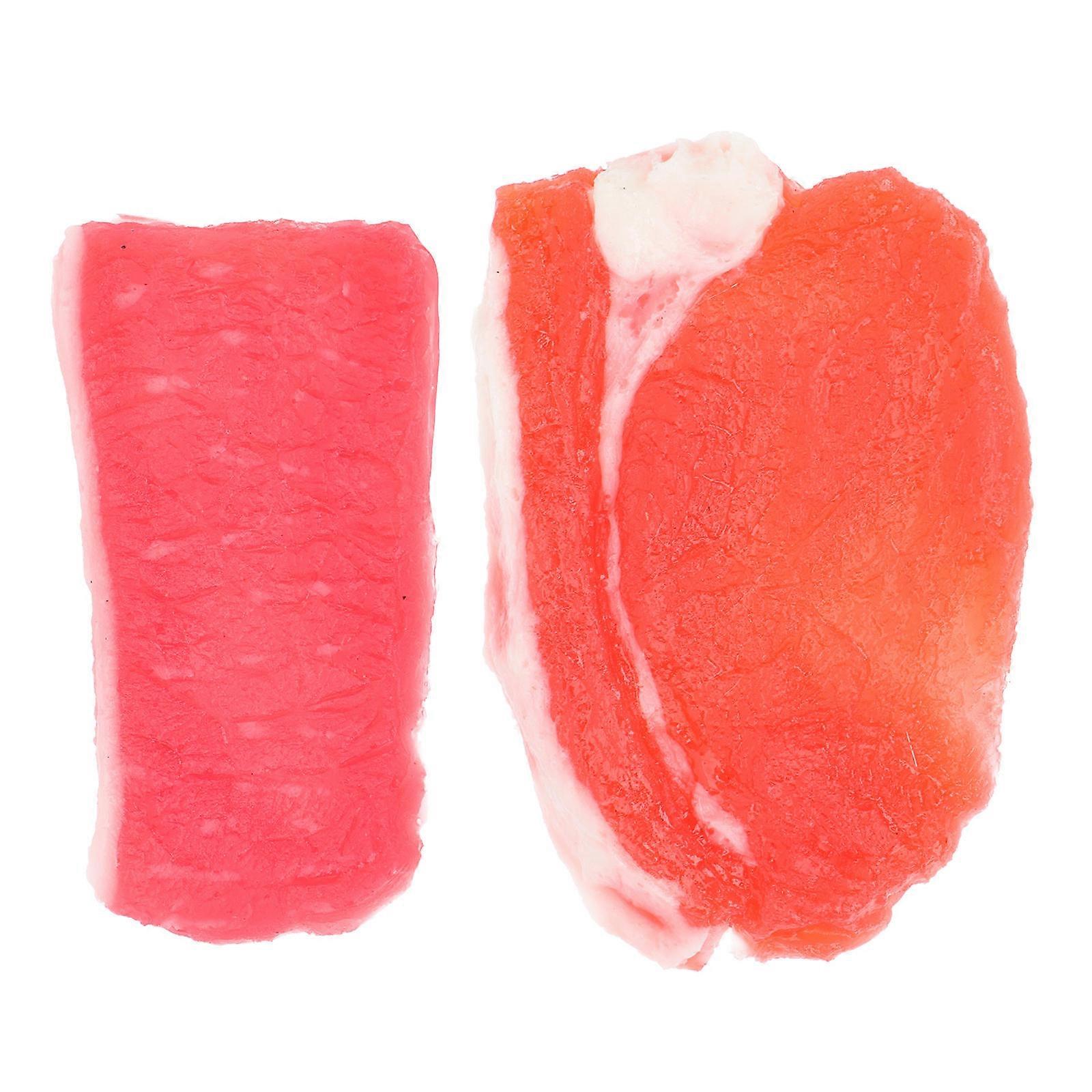 Plastic Pork Slice Models 2Pcs Artificial Pork Decor for Educational Purpose