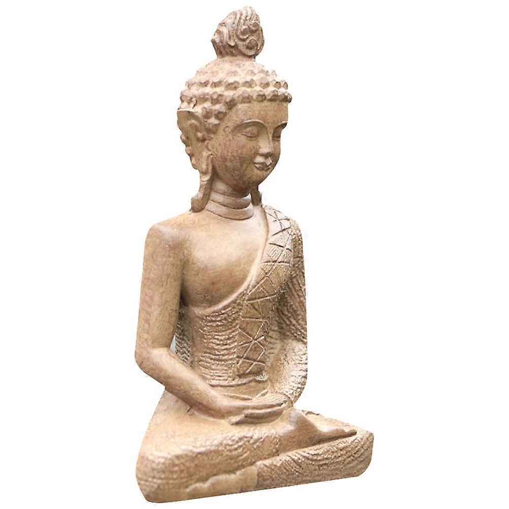 Durable Resin Small Buddha Statue for Home Decoration Chocolate Color 7 Inches Tall
