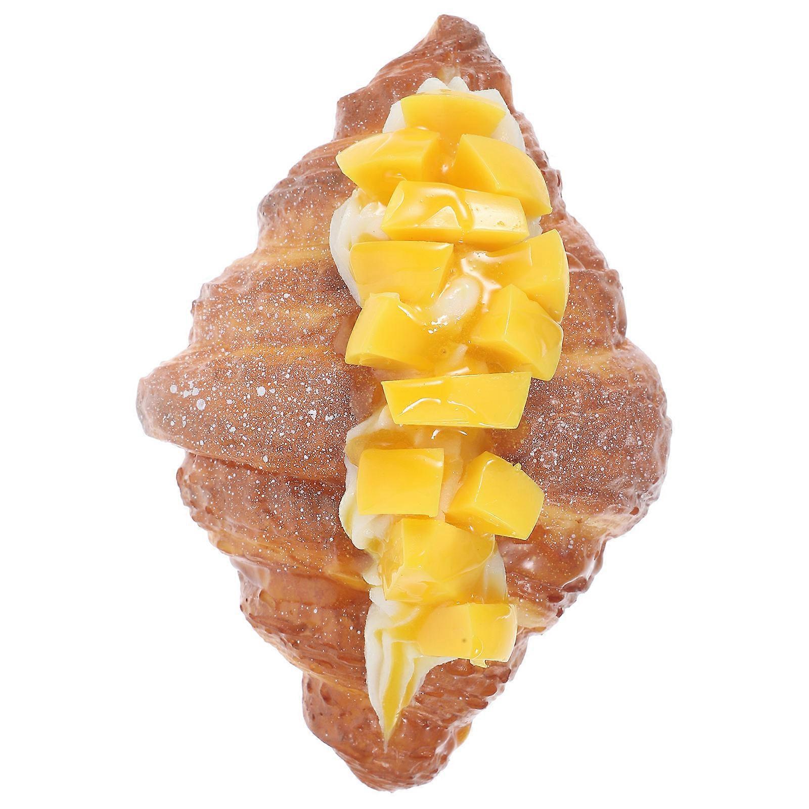 Chocolate Artificial Croissant Model for Decor Durable PU Bread Perfect for Home and Shop Display 6.5x3.5 Inches
