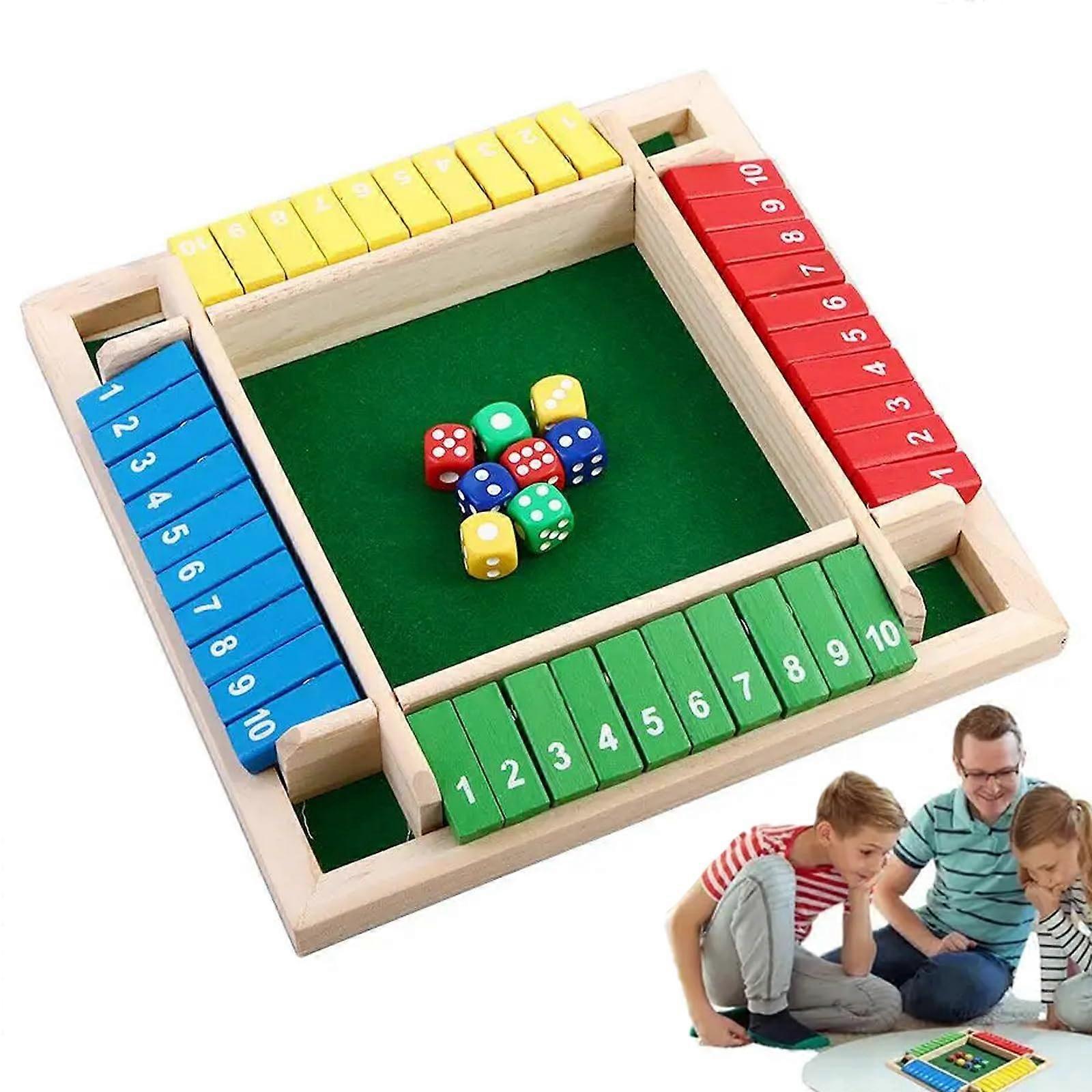 Shut The Box Game - Wooden Board Game for 2-4 Players, Educational Dice Game for Ages 3-6, Outdoor Activity Toy