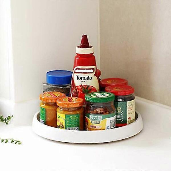Corner rotating spice rack; kitchen storage compartment